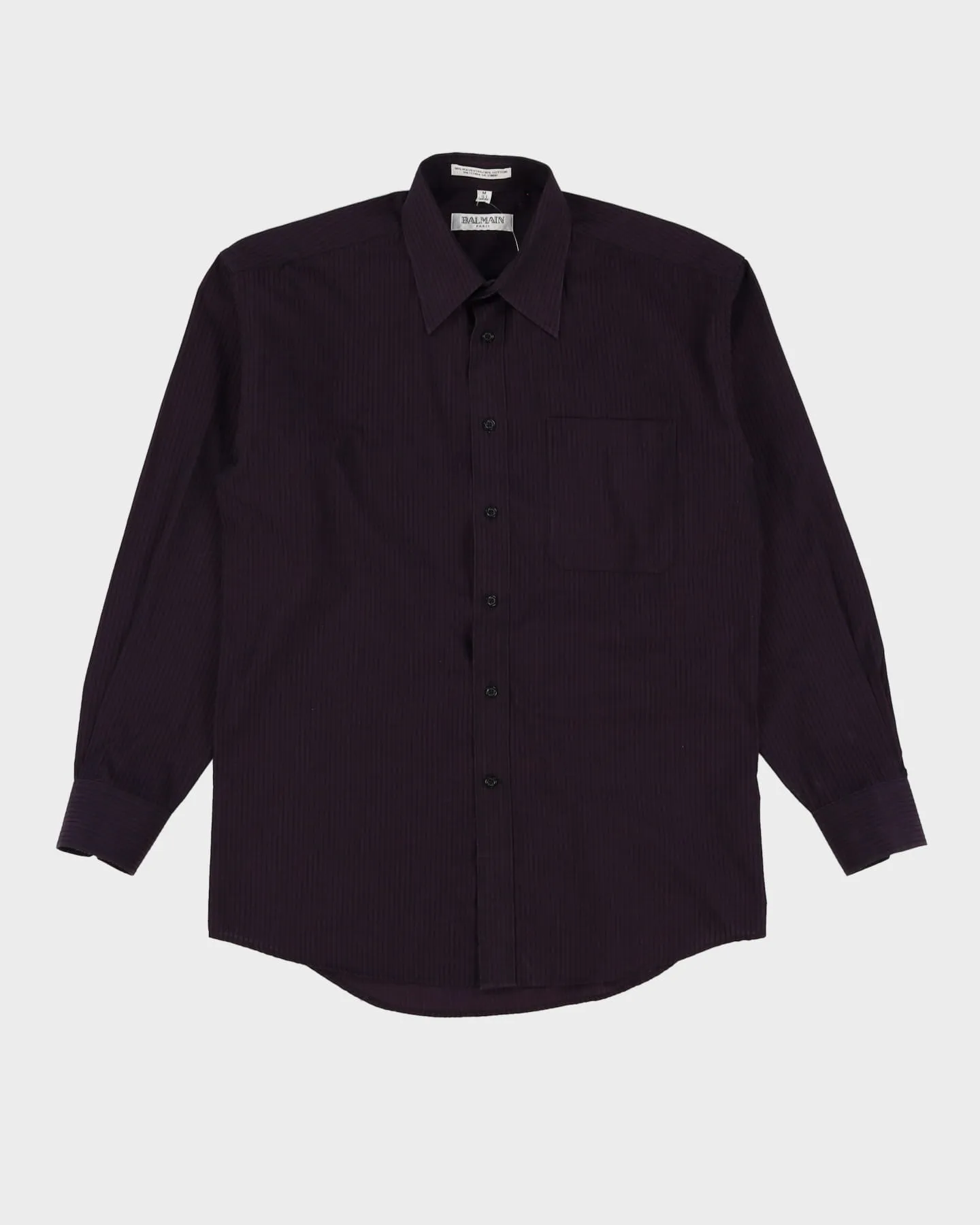 00s Balmain Purple / Black Striped Long Sleeve Button Up Shirt - M