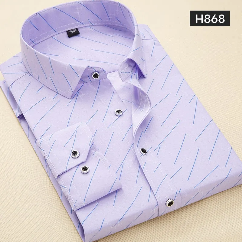 3XL 4XL 5XL Spring and Autumn New Men Long-sleeved Slim Shirt