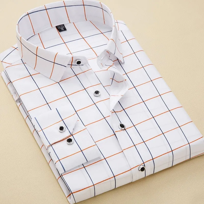 3XL 4XL 5XL Spring and Autumn New Men Long-sleeved Slim Shirt