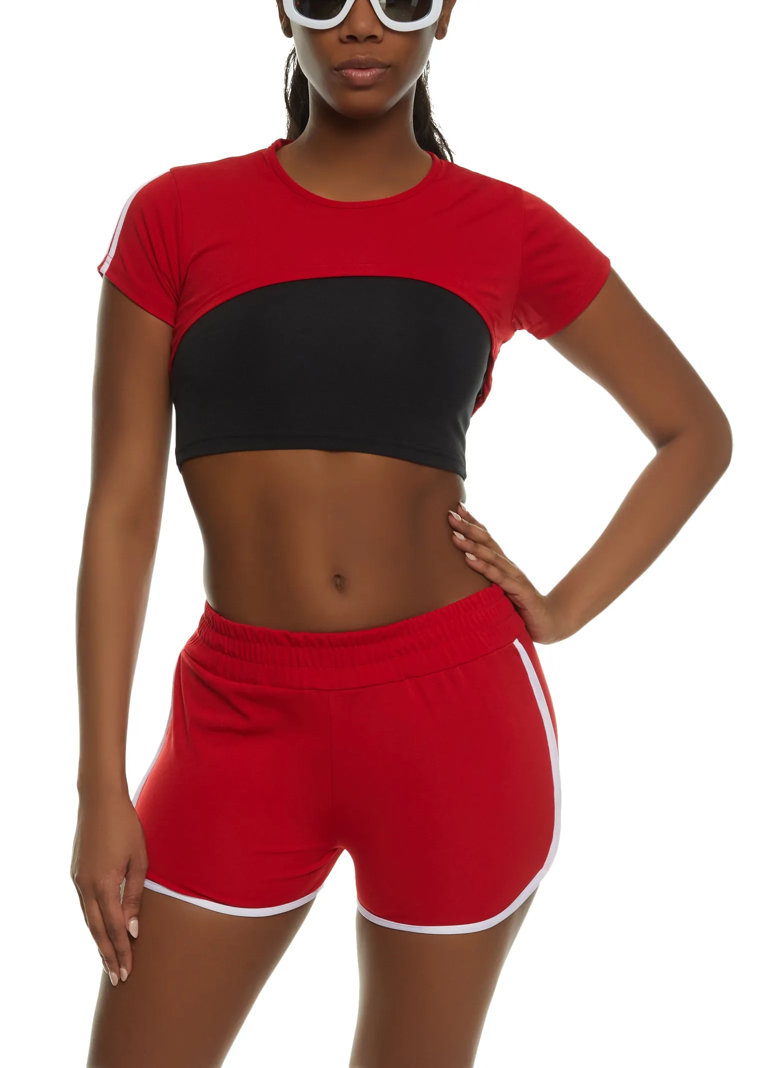 Active Cropped Tee and Tank Top Set