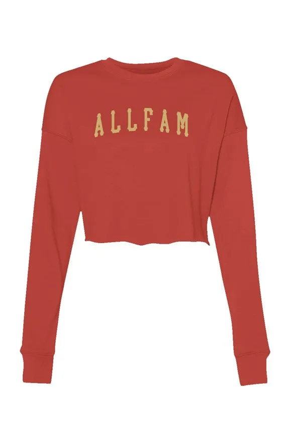 ALLFAM BALLERS WMNS CROP CREW RED/TAN