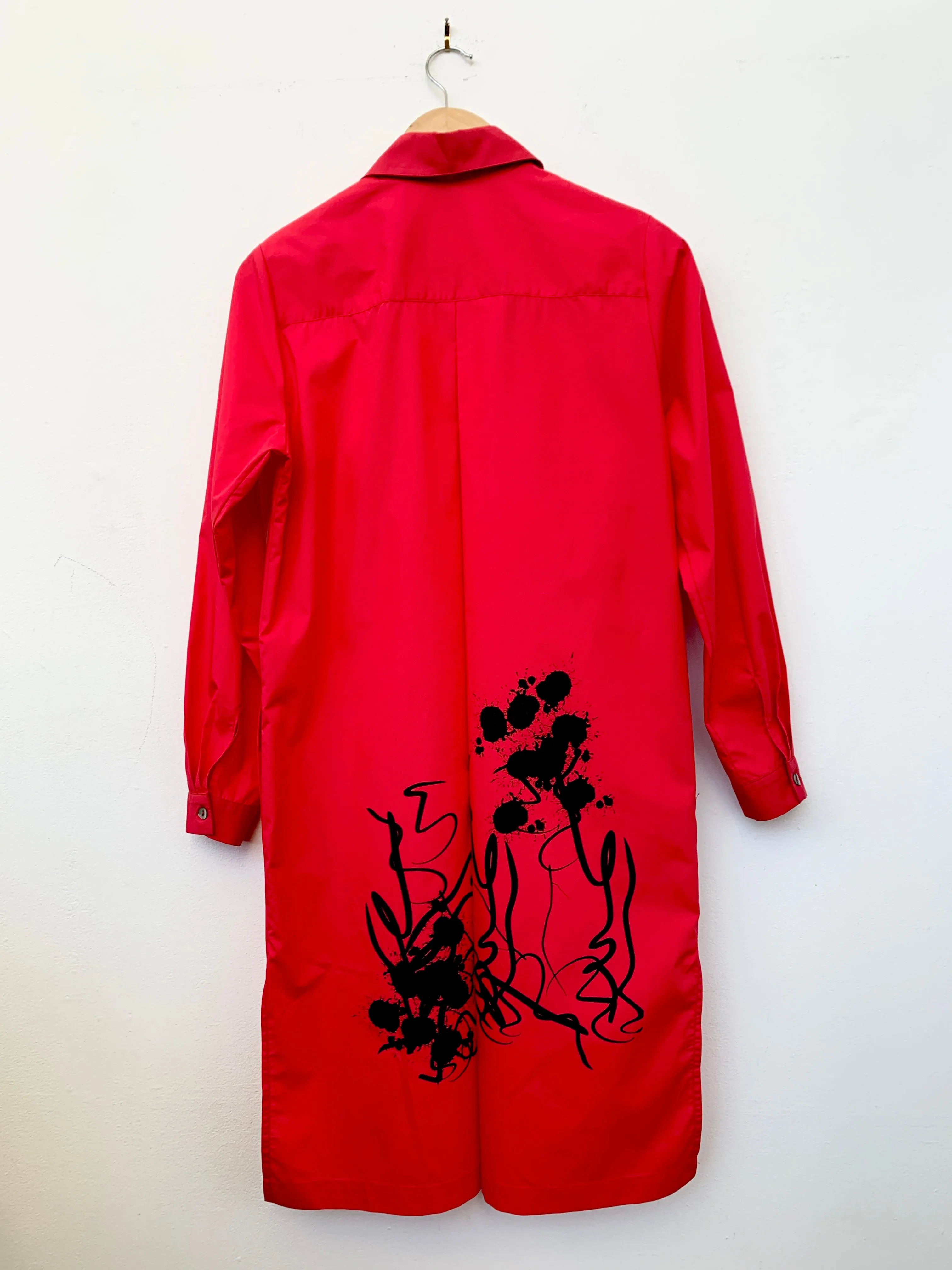 Angie Red Shirt with Abstract Black Print