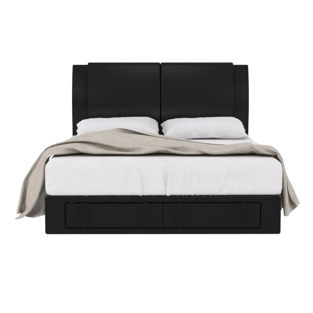 Ardene Black Faux Leather Drawer Bed Frame