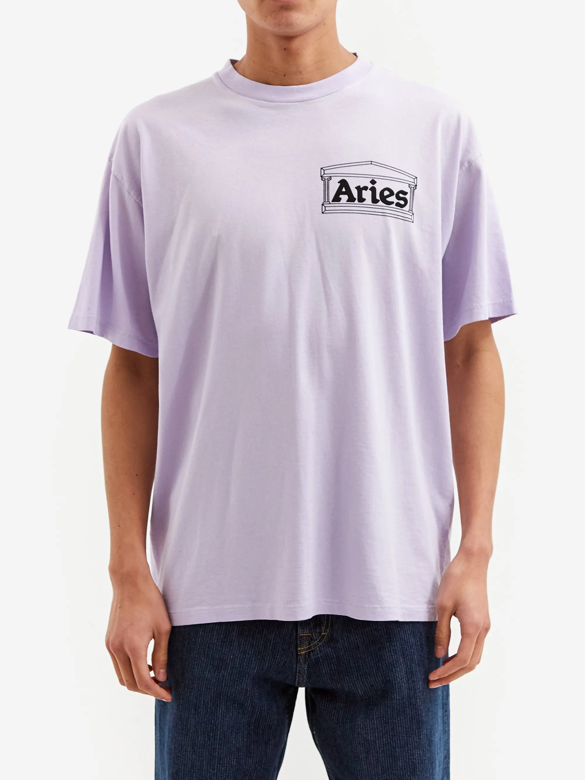 Aries Sunbleached Temple Short Sleeve T-Shirt - Purple