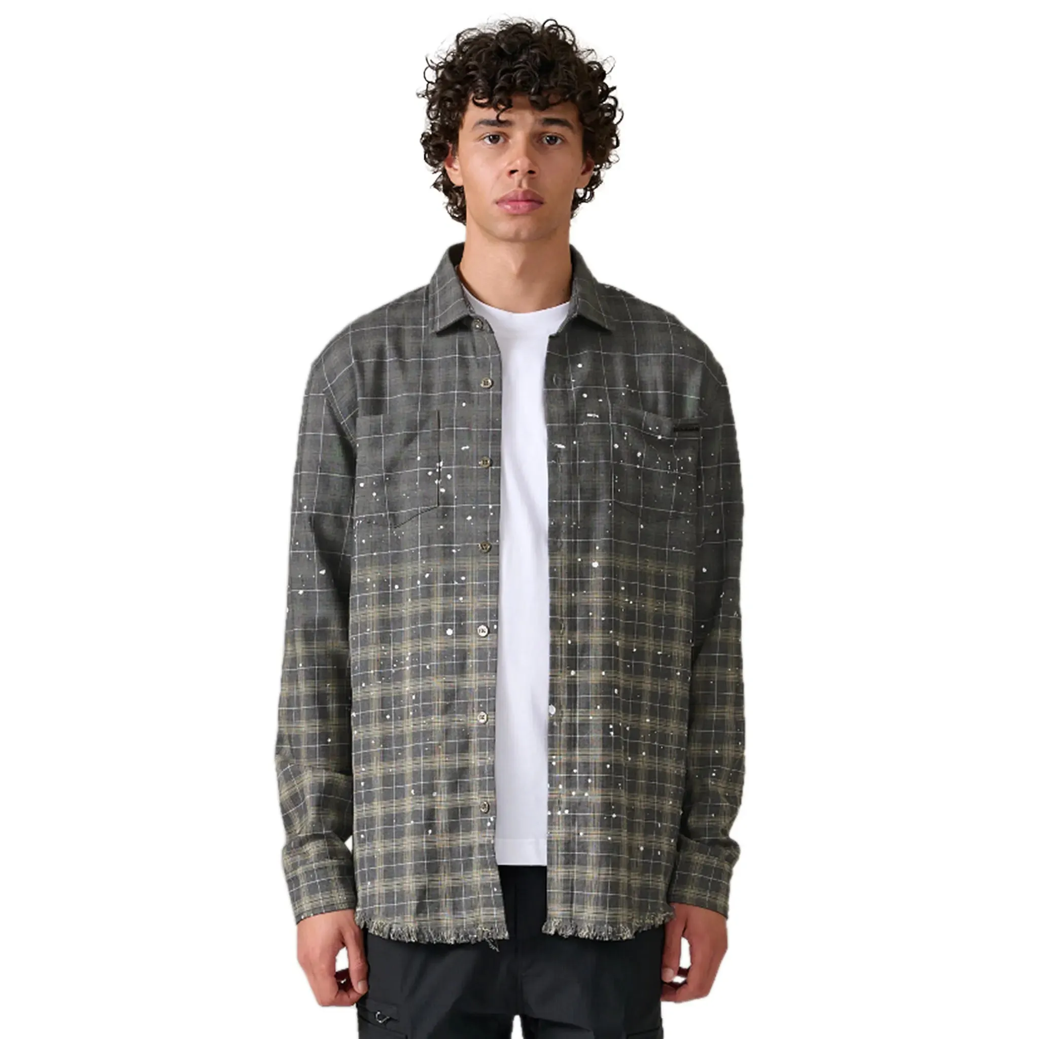 Azat Mard Grey Star Check Shirt