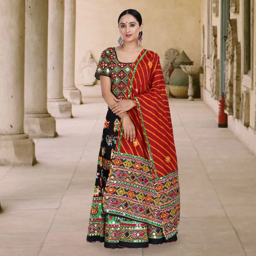 Black And Red Cotton Chaniya Choli