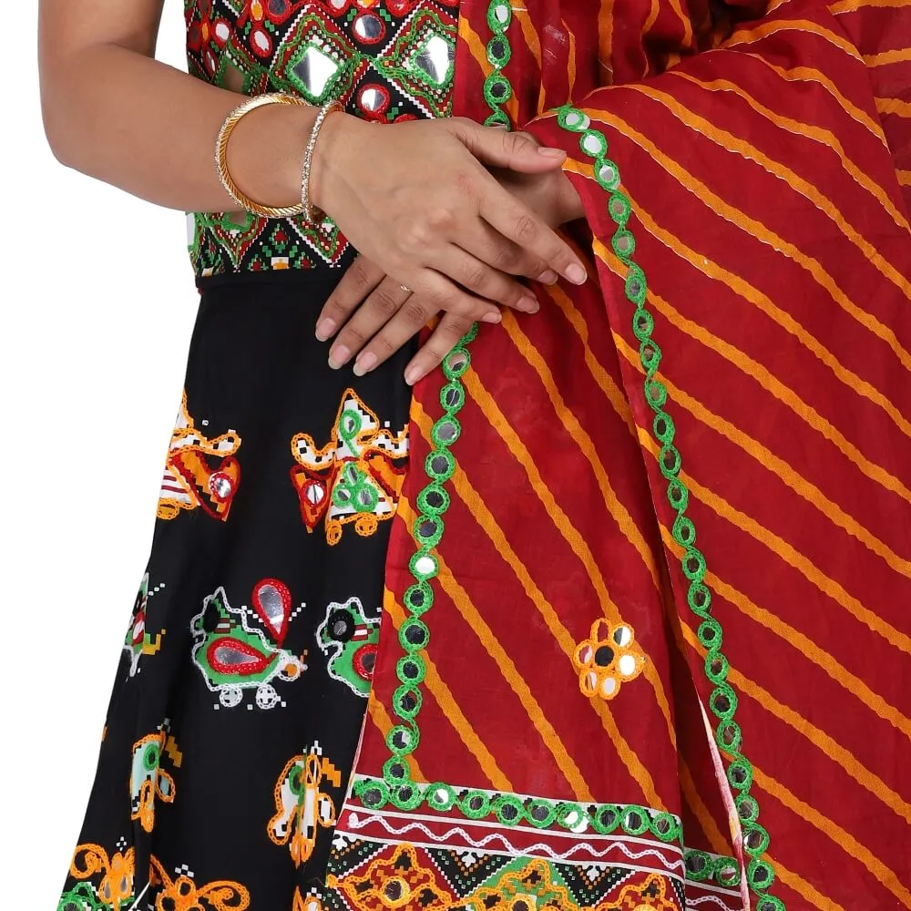 Black And Red Cotton Chaniya Choli