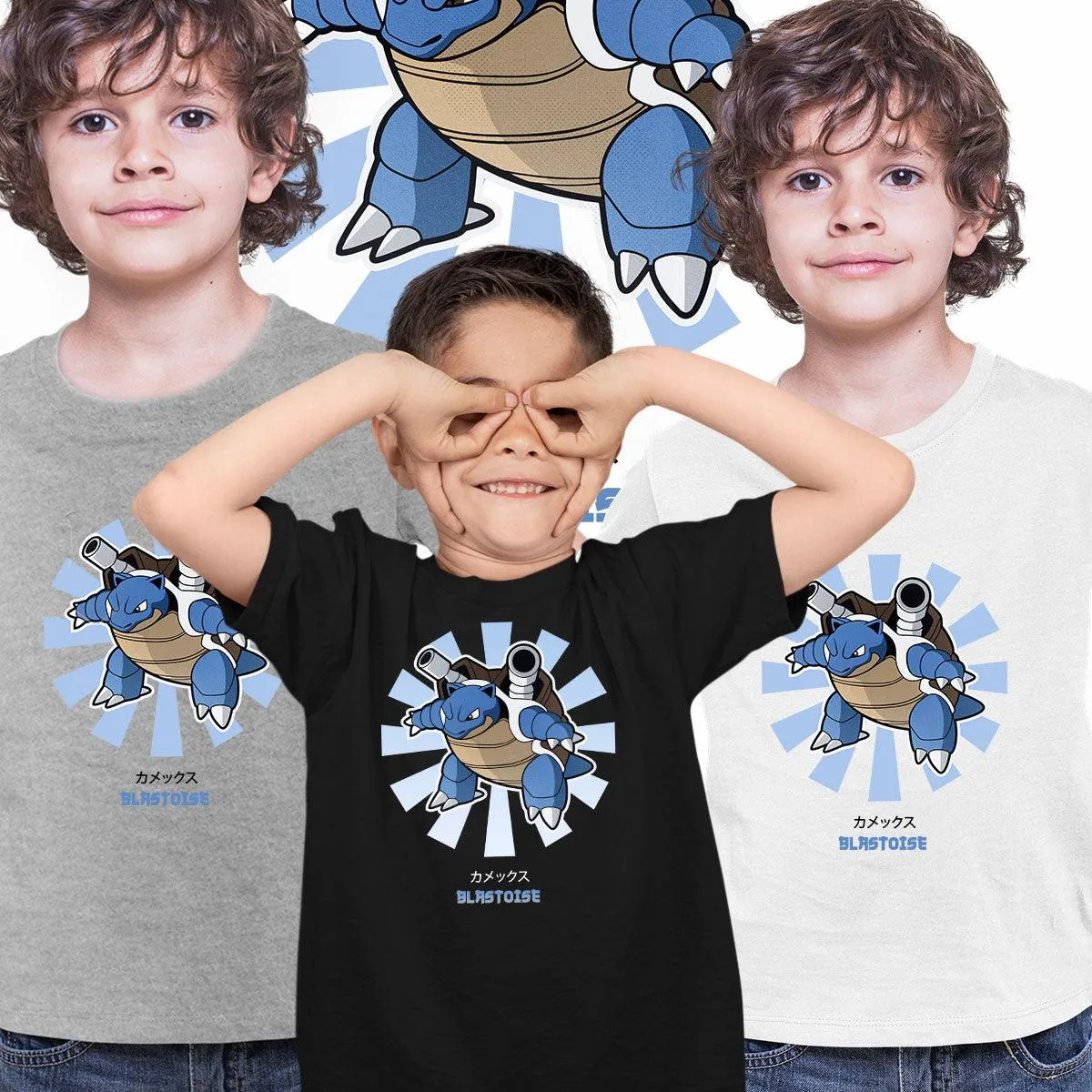 Blastoise Pokemon Movie Typographygraphy T-shirt for Kids