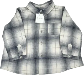 Bonpoint Grey Cotton Checked Shirt BNWT 3-6 Months