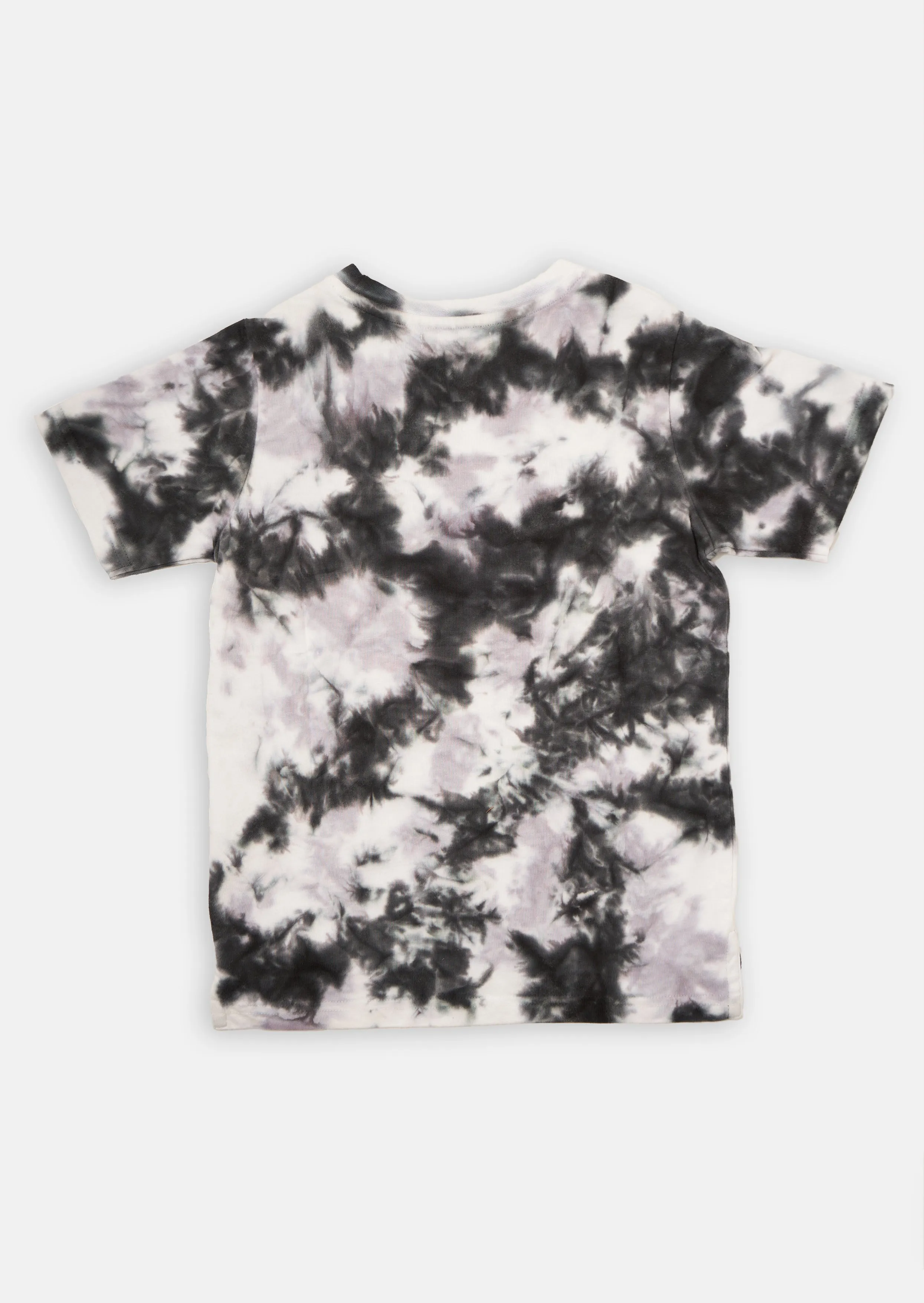 Boys Grey Tie Dye Graffiti Printed Round Neck T-Shirt