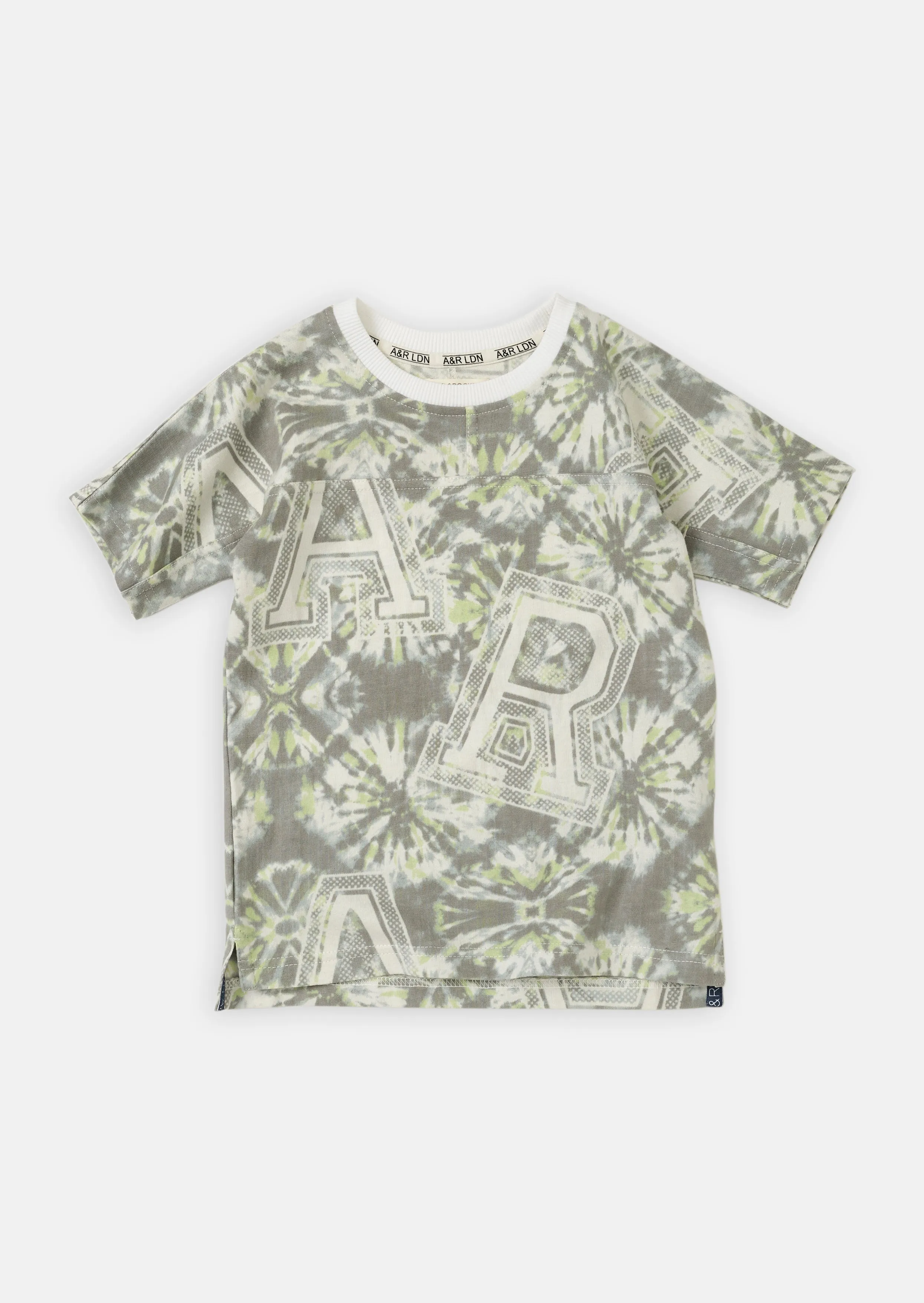 Boys Tie Dye Printed Round Neck Grey T-Shirt