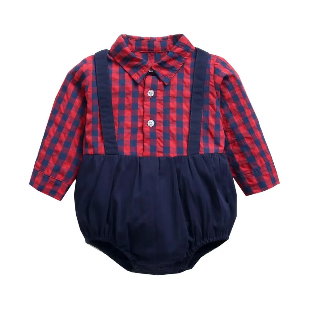 Casual Plaid Baby Boys Bodysuit