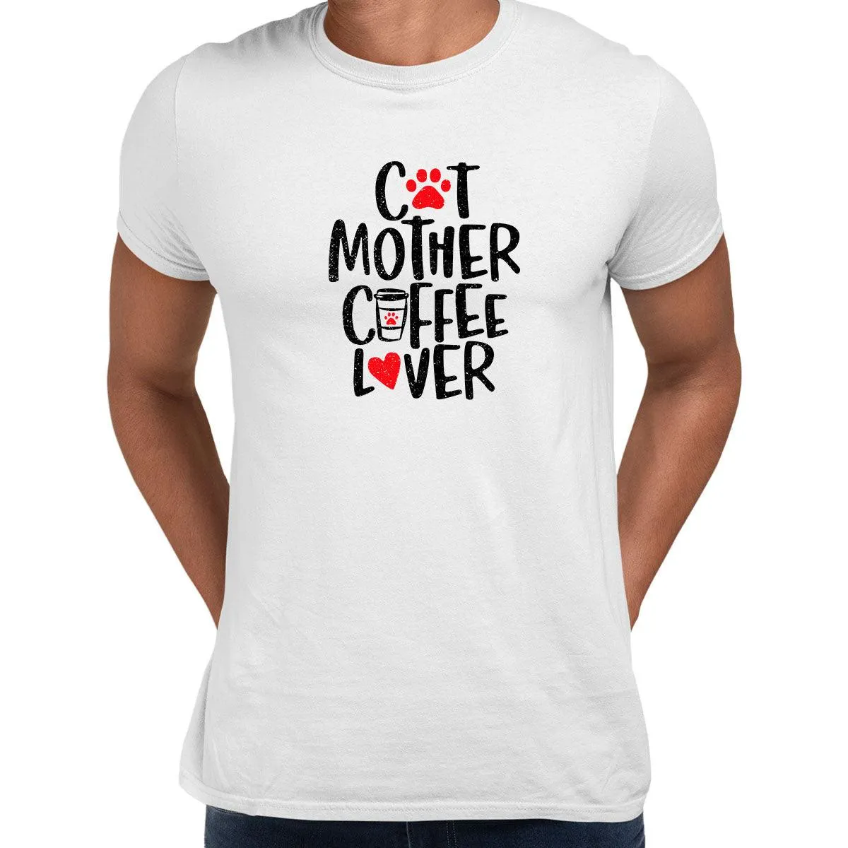 Cat Mother Coffee Lover Mens Funny T-Shirt Novelty Joke T-Shirt Rude Gift Him Dad Birthday Slogan Unisex T-Shirt