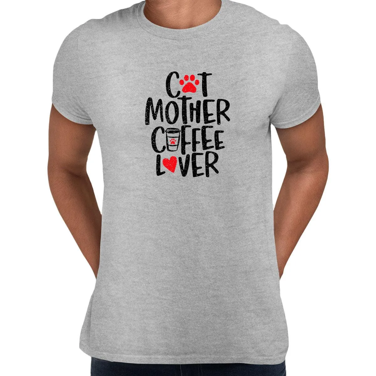 Cat Mother Coffee Lover Mens Funny T-Shirt Novelty Joke T-Shirt Rude Gift Him Dad Birthday Slogan Unisex T-Shirt