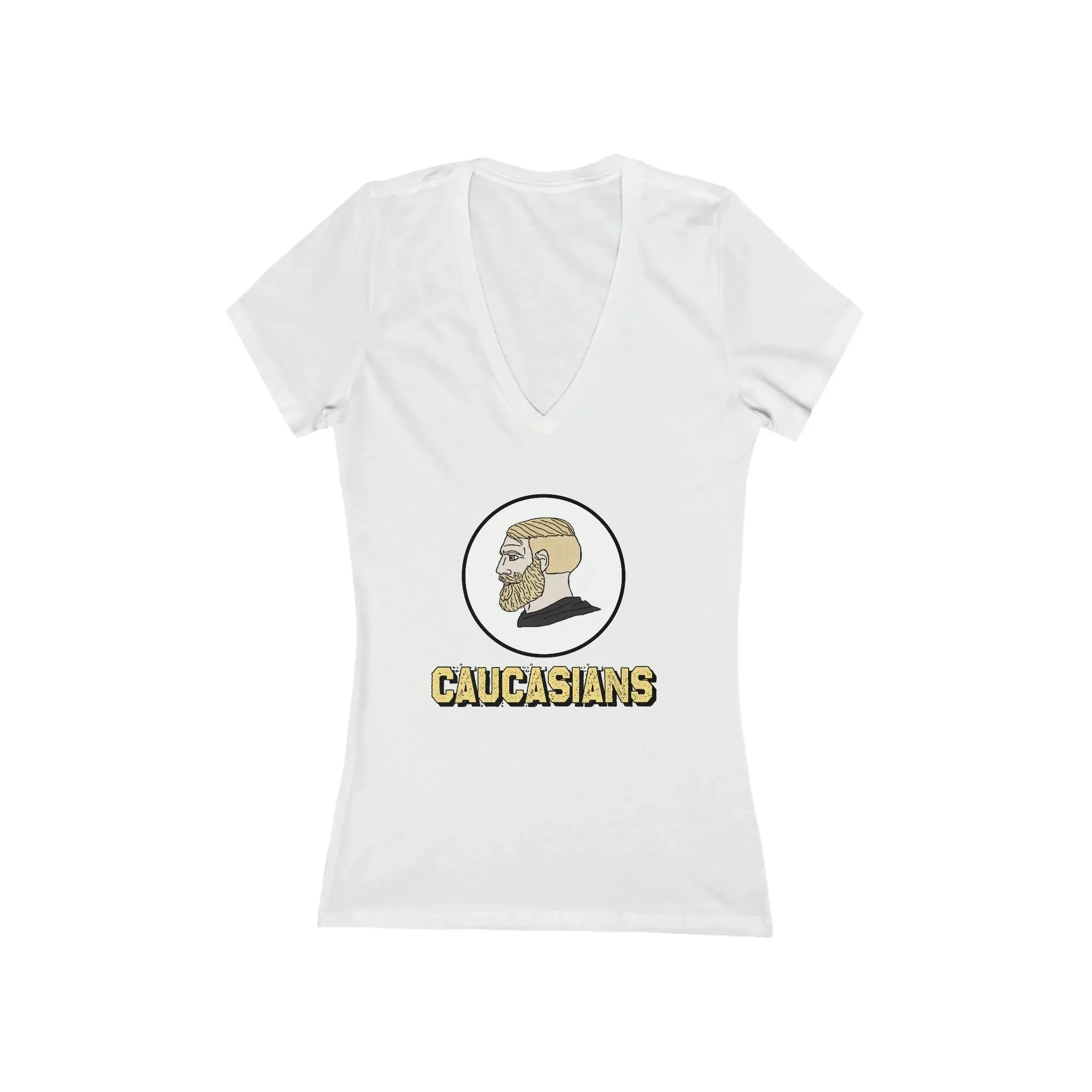 Caucasians Women's Jersey Short Sleeve Deep V-Neck Tee