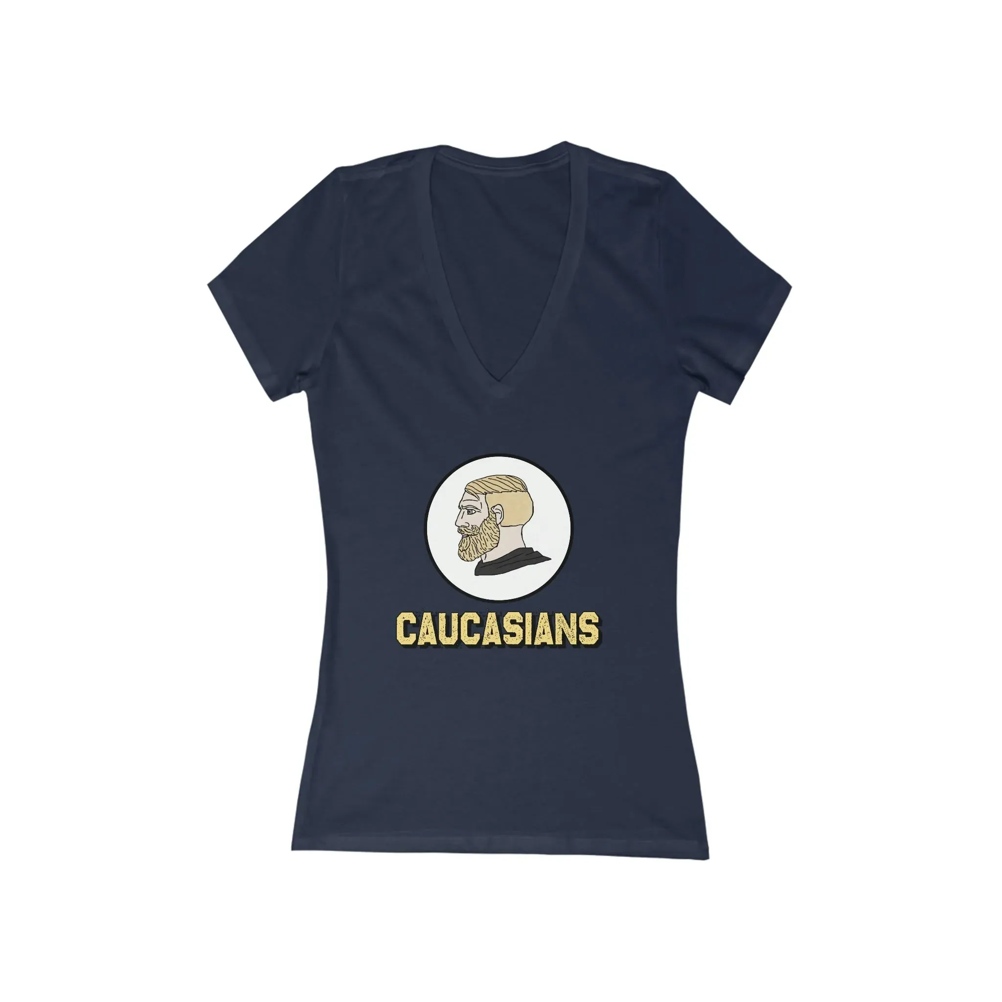 Caucasians Women's Jersey Short Sleeve Deep V-Neck Tee