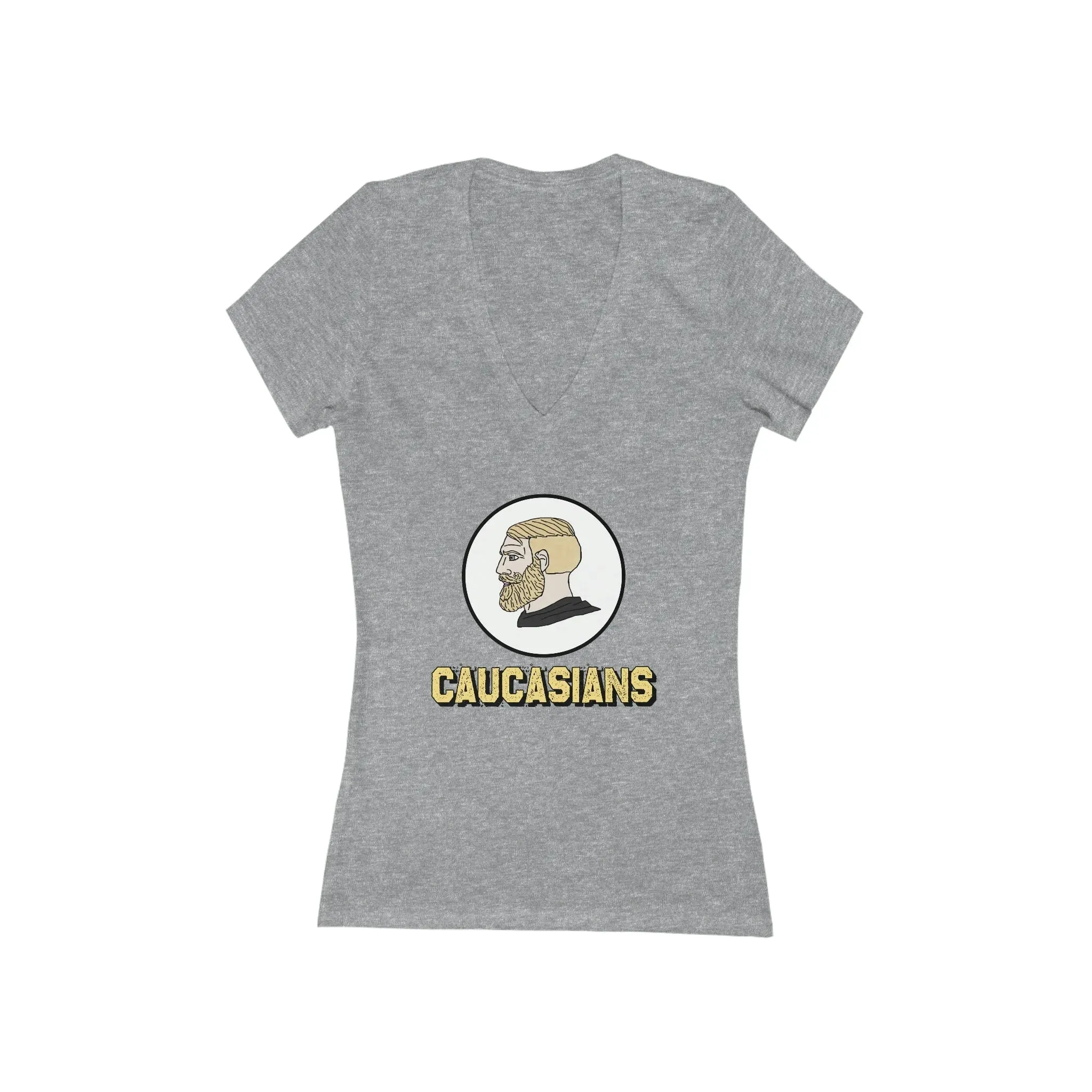 Caucasians Women's Jersey Short Sleeve Deep V-Neck Tee