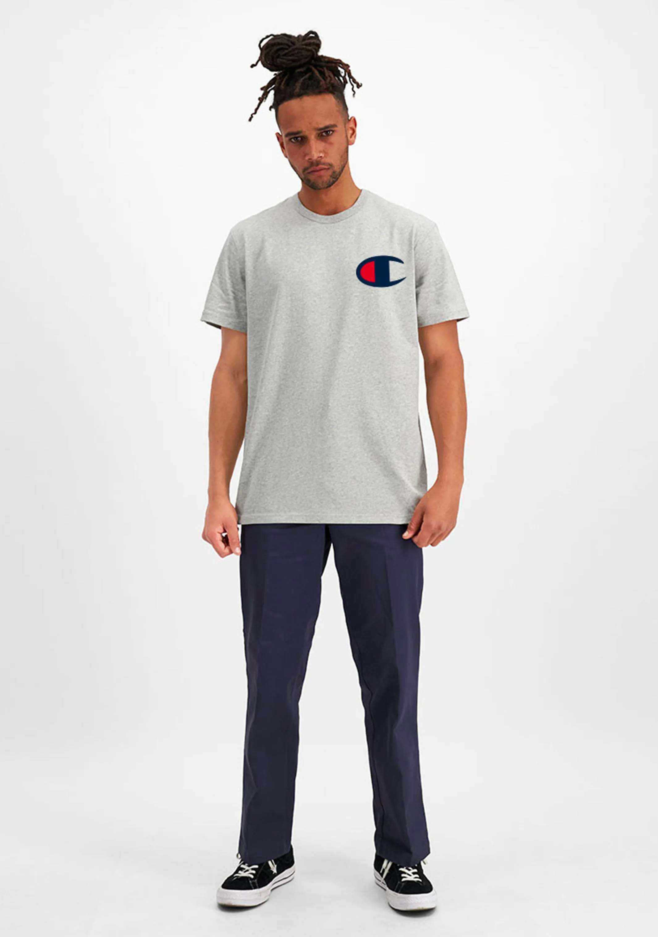 Champion Mens C Logo Short Sleeve Tee Grey <br> AY68N A3R