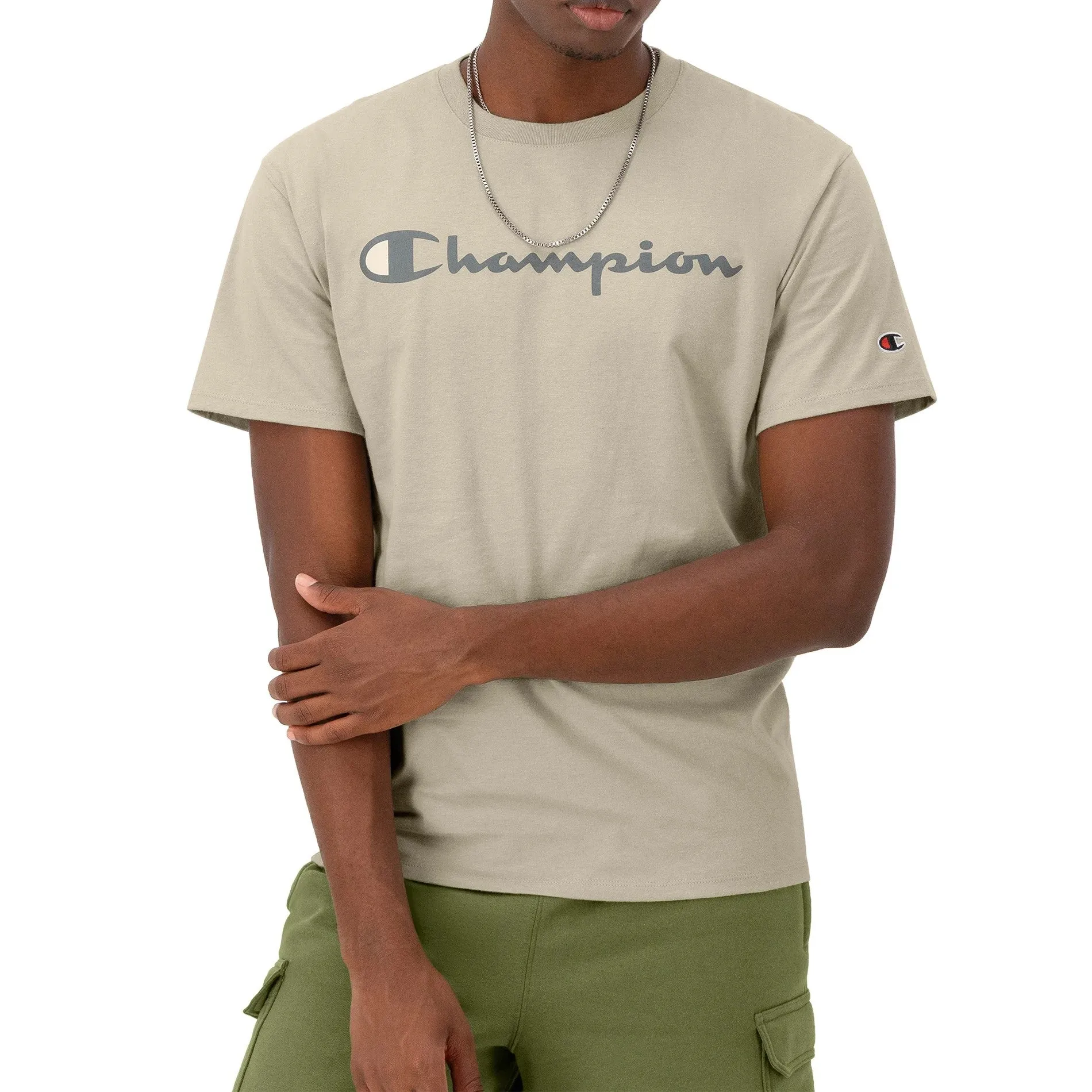 CHAMPION Script Logo Classic T-shirt - Stone