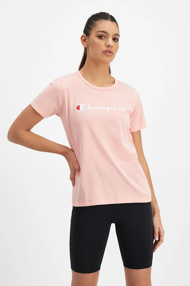 CHAMPION WOMEN'S SCRIPT SHORT SLEEVE PEACH TEE