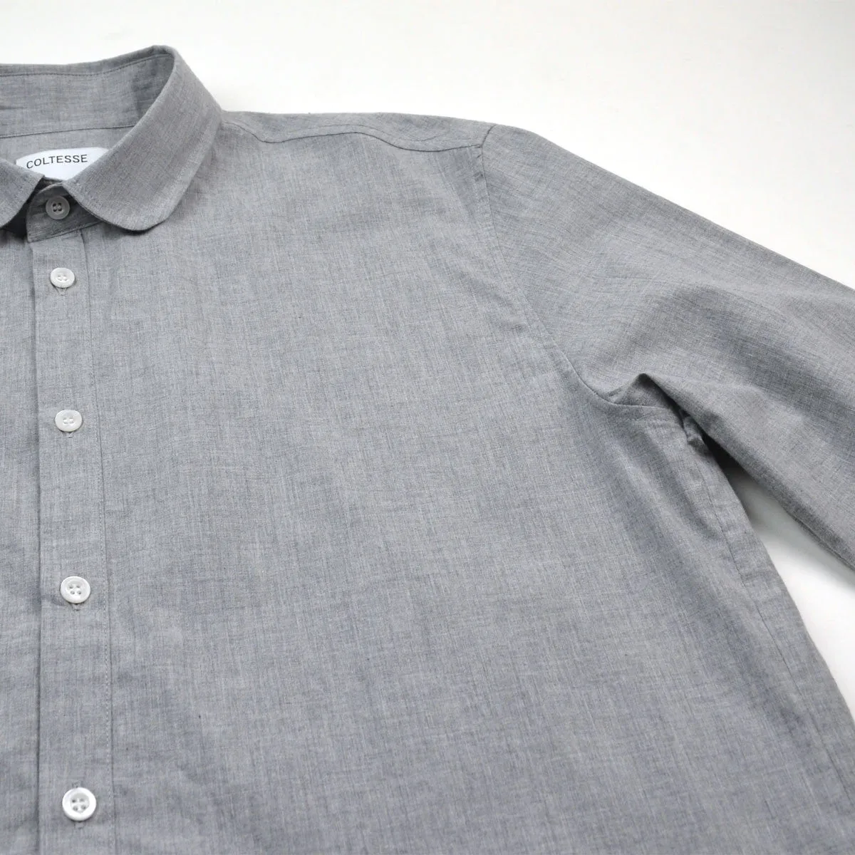 Coltesse - Vera Round Collar Shirt - Light Grey (Brushed)