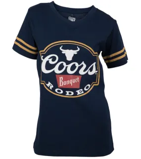 Coors Banquet Navy Rodeo Logo Women's Football T-Shirt