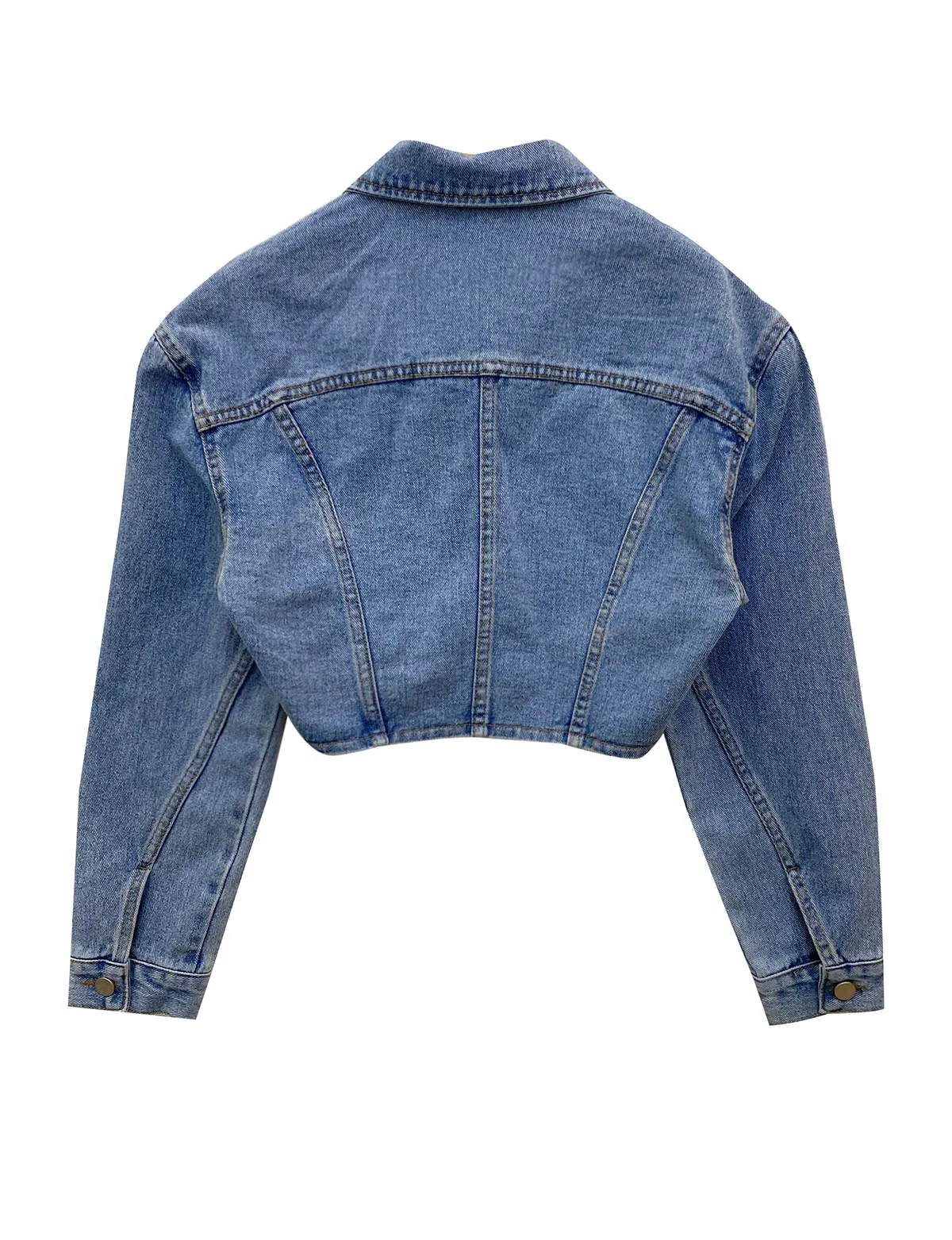 Crop Padded Bolero Denim Jacket-BESTSELLER