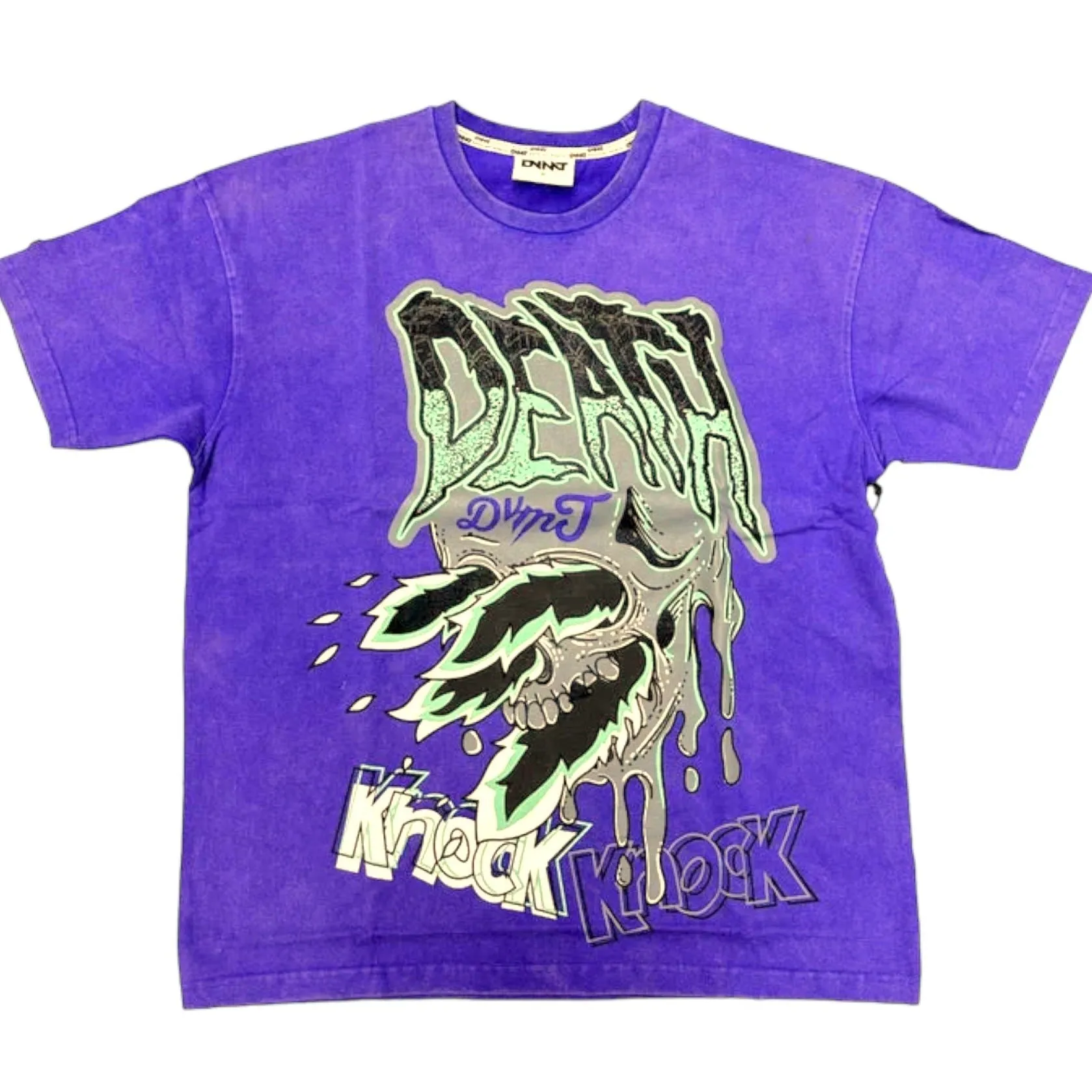 DVMT 'Knock Knock' Over Sized Acid Wash T-Shirt (Purple) 741-175