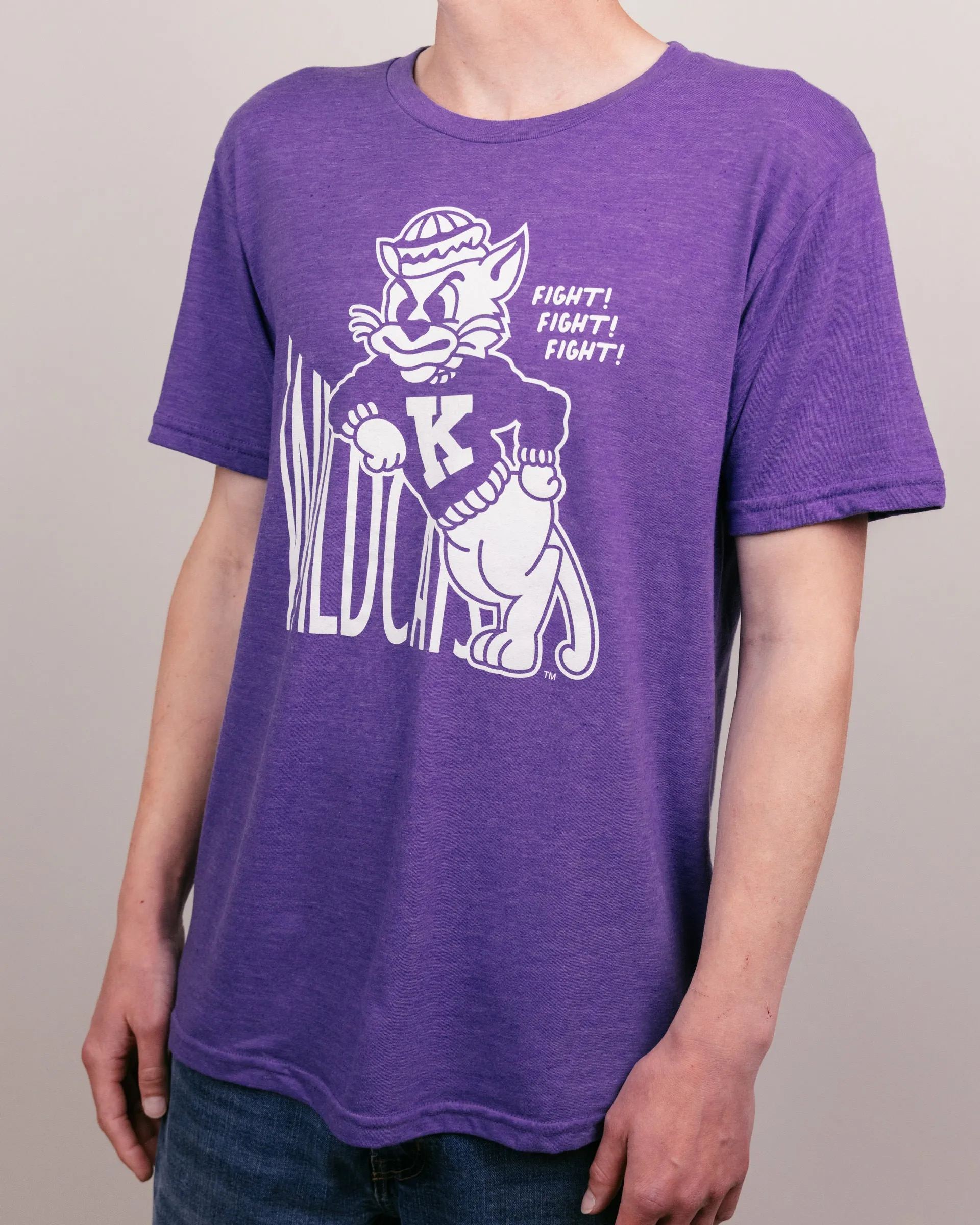 Fight! Leaning K-State Wildcat Purple T-Shirt