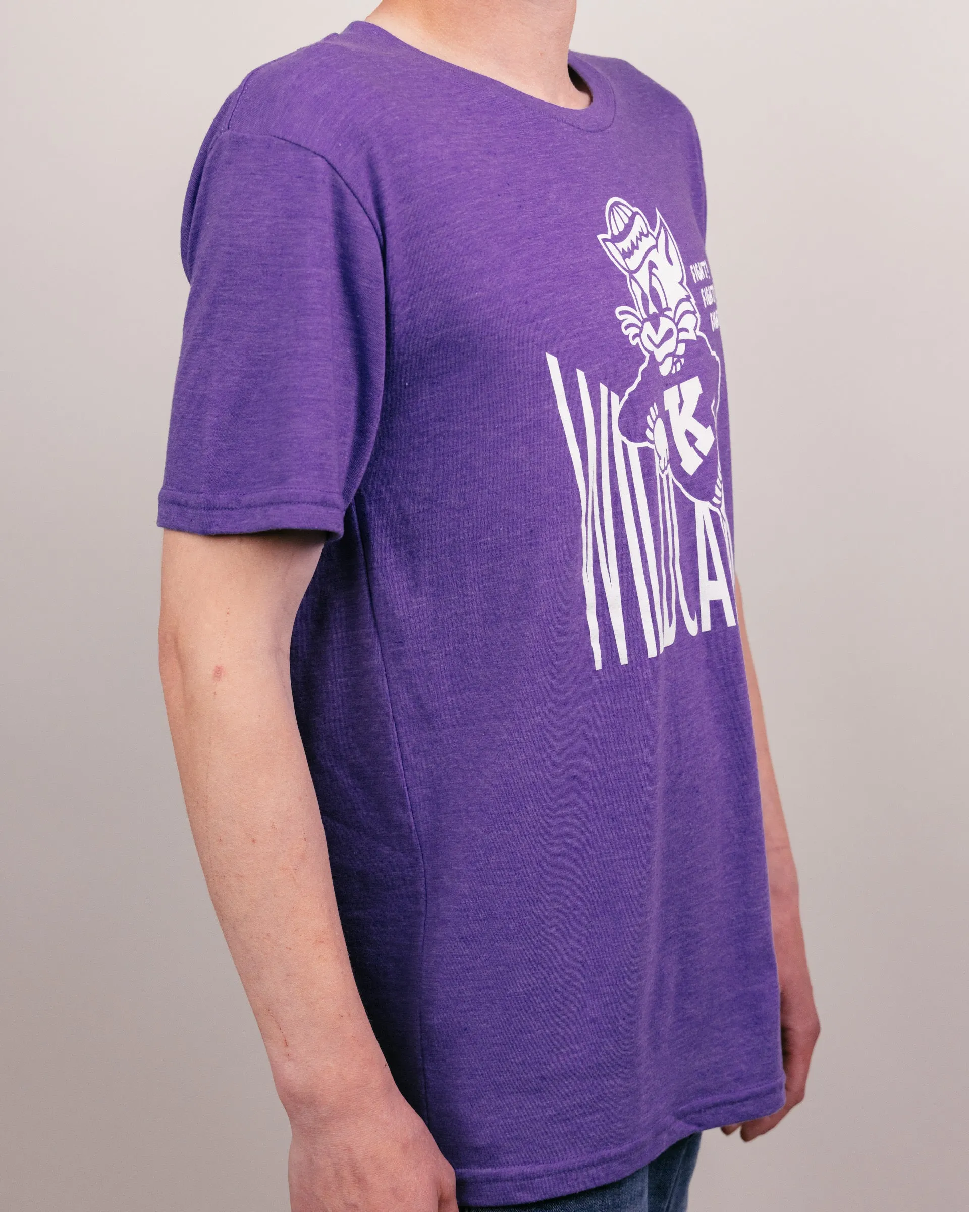 Fight! Leaning K-State Wildcat Purple T-Shirt