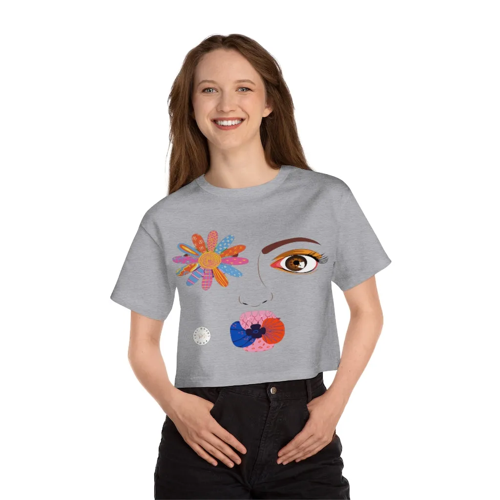 Floral Visage Cropped T-Shirt