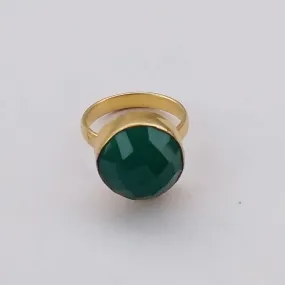 Green Onyx May Birthstone Designer Ring Made 18K Gold Plated