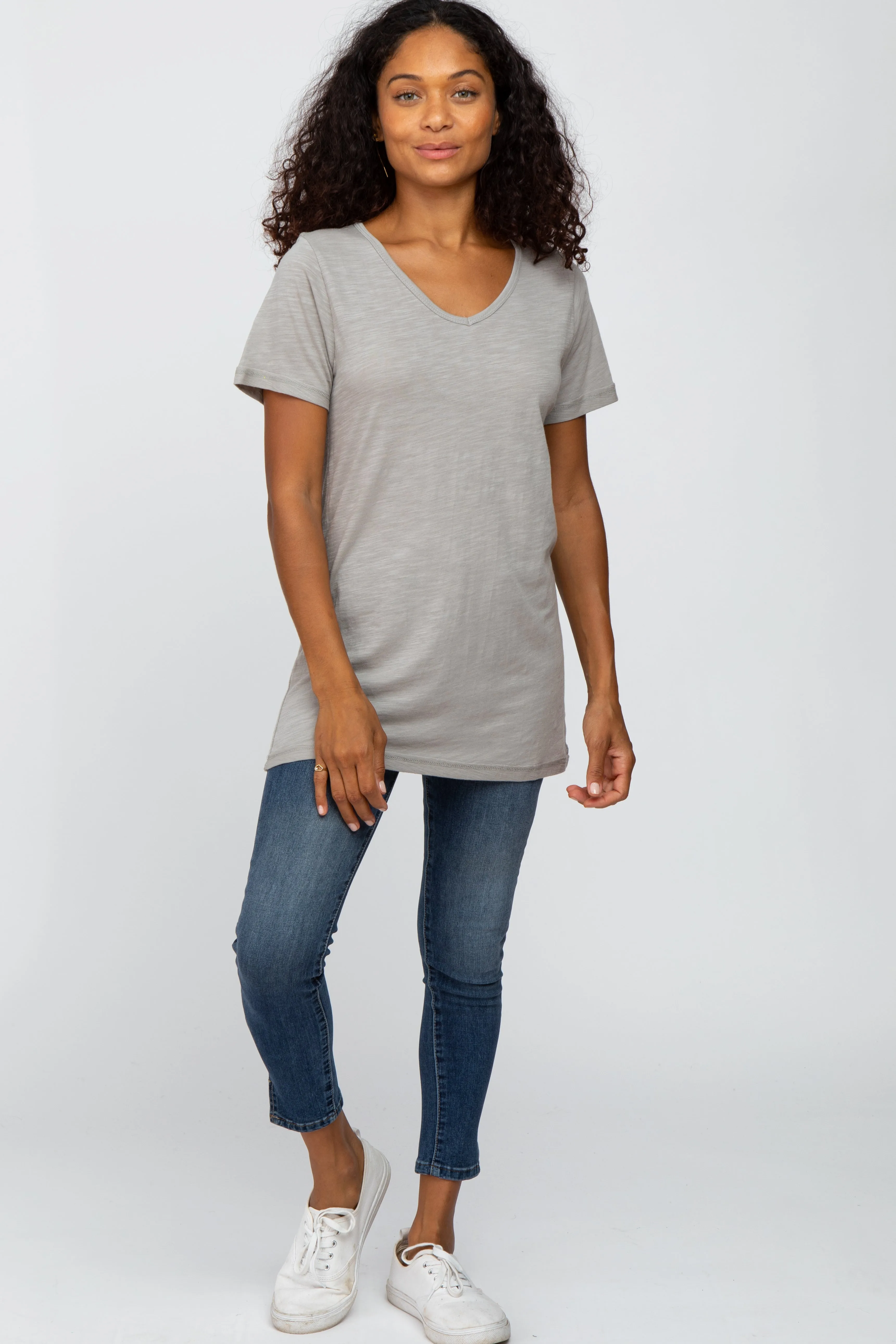 Heather Grey V-Neck T Shirt