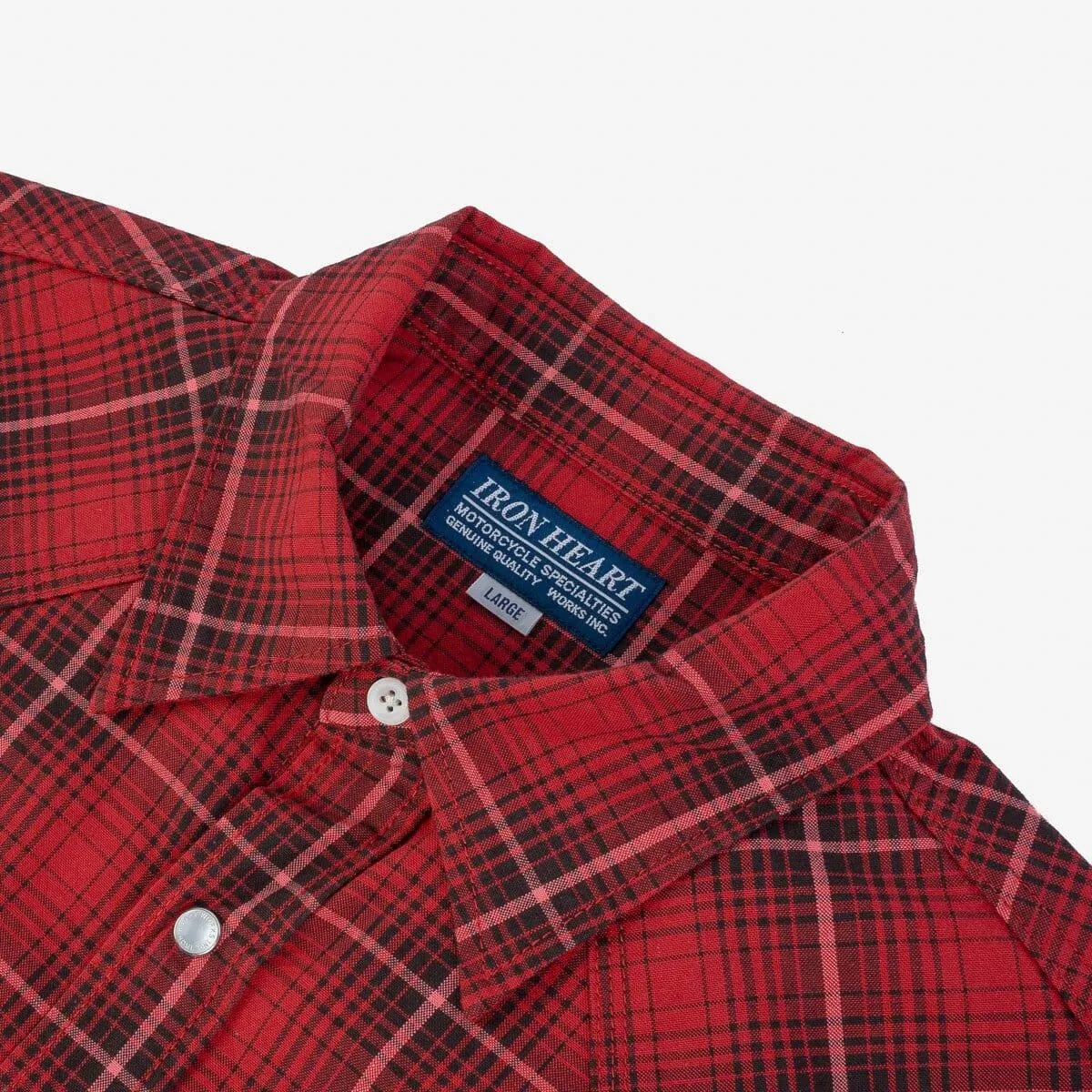 Iron Heart - IHSH-386-RED - 5oz Selvedge Short Sleeved Western Shirt - Red Vintage Check