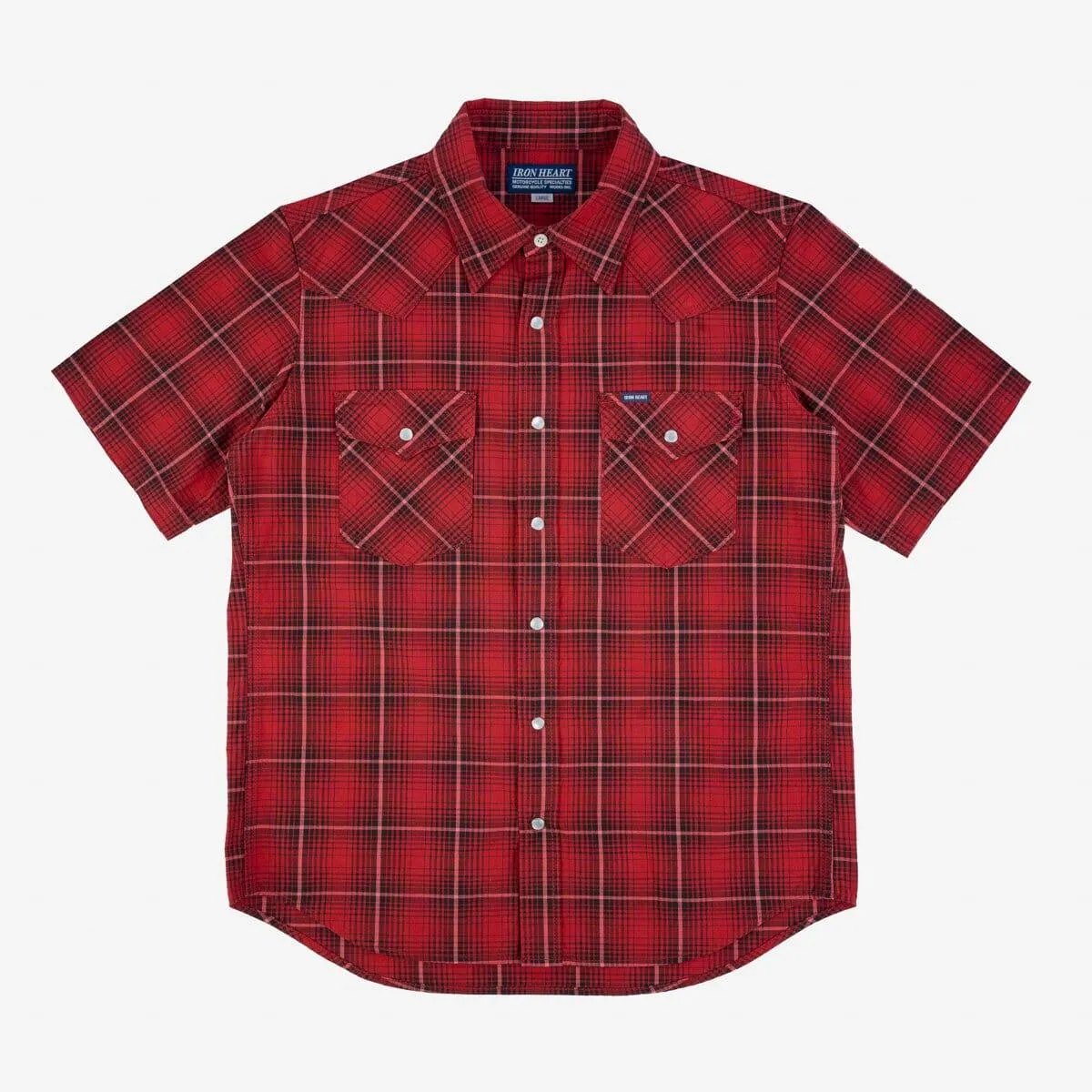 Iron Heart - IHSH-386-RED - 5oz Selvedge Short Sleeved Western Shirt - Red Vintage Check