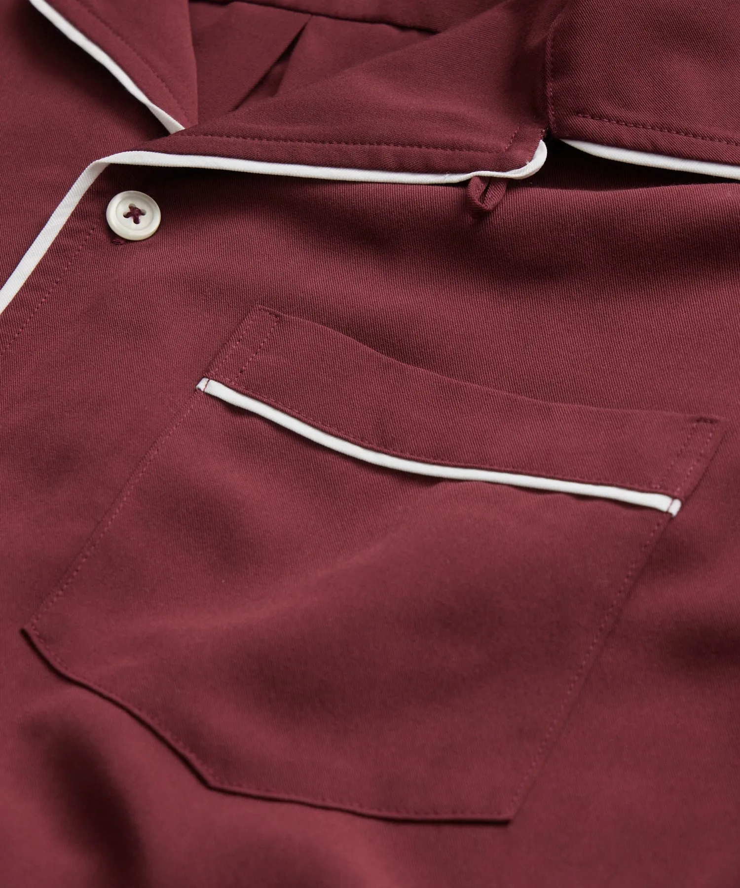 Japanese Tipped Rayon Lounge Shirt in Burgundy