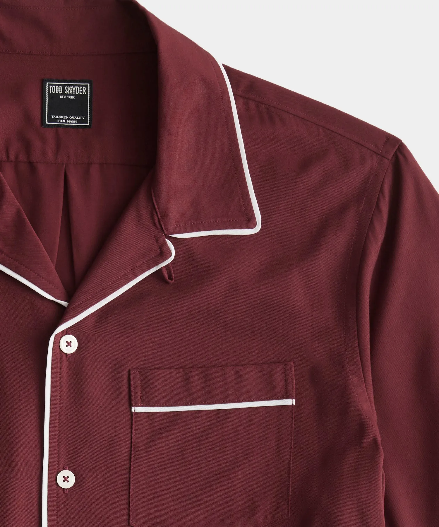 Japanese Tipped Rayon Lounge Shirt in Burgundy