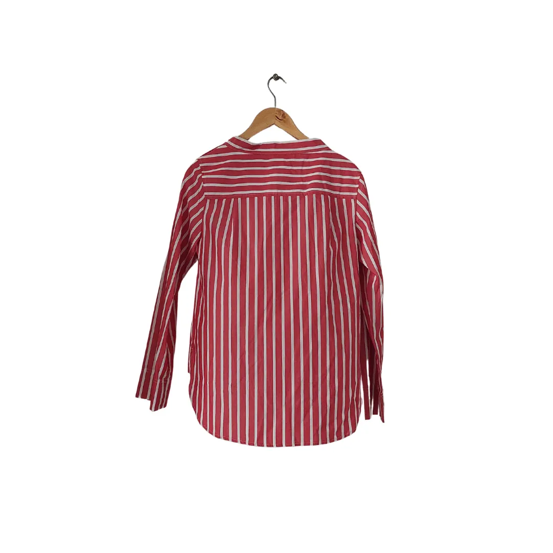 J.Crew Red and White Striped High-neck Shirt | Gently Used |