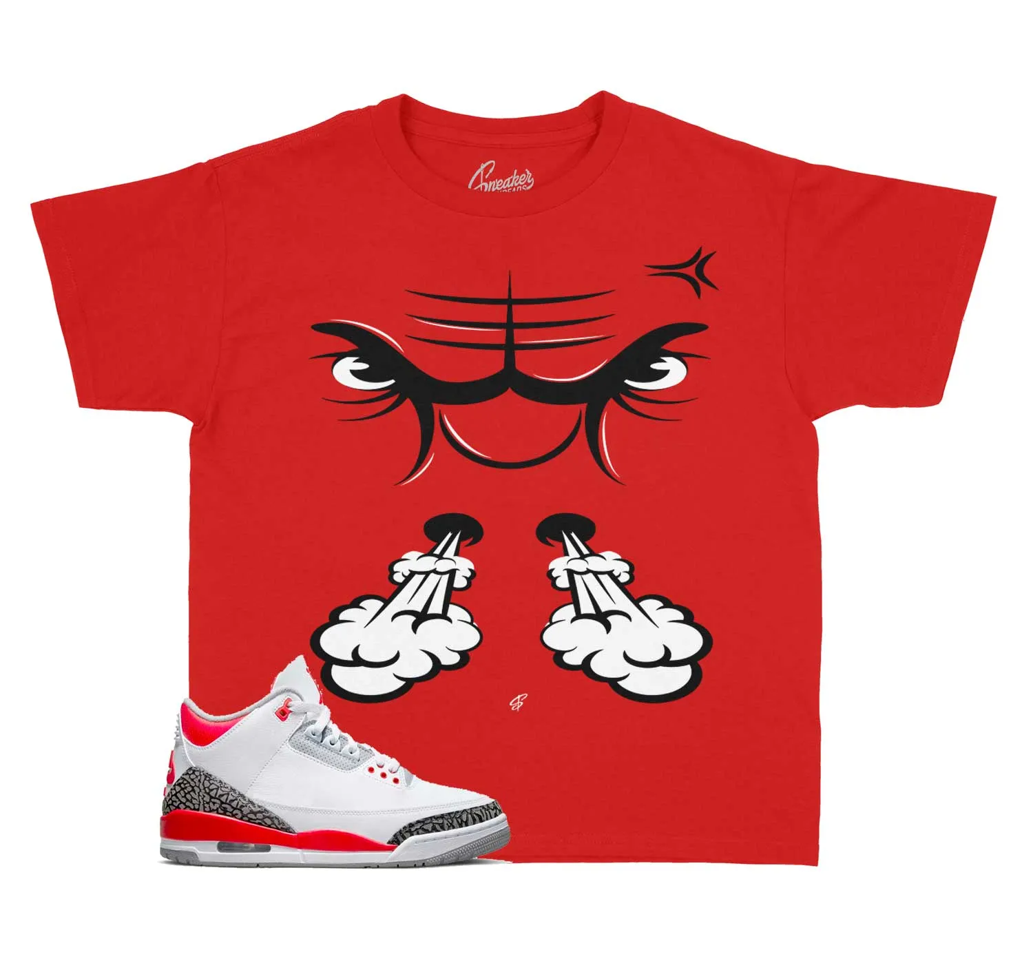 Kids - Fire Red 3 Raging Face Shirt