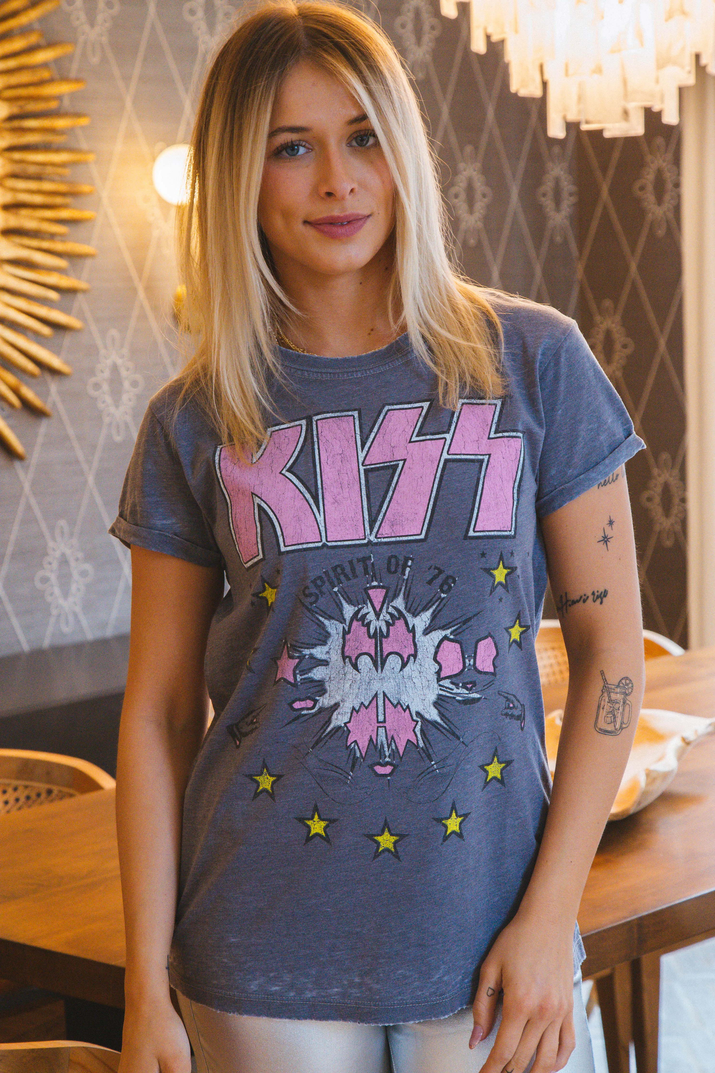 Kiss Burn Out Tee, Steel Grey | Recycled Karma