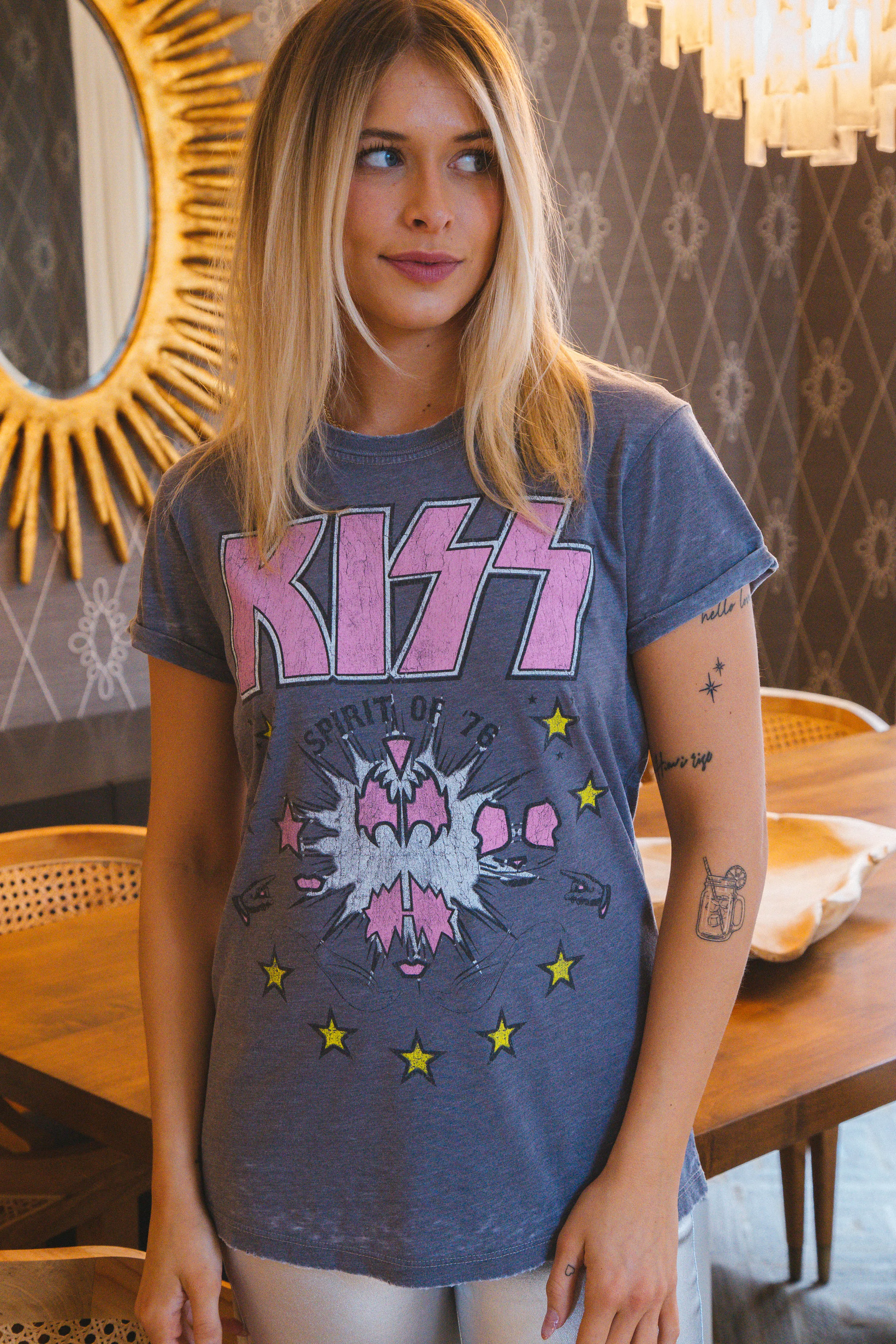 Kiss Burn Out Tee, Steel Grey | Recycled Karma