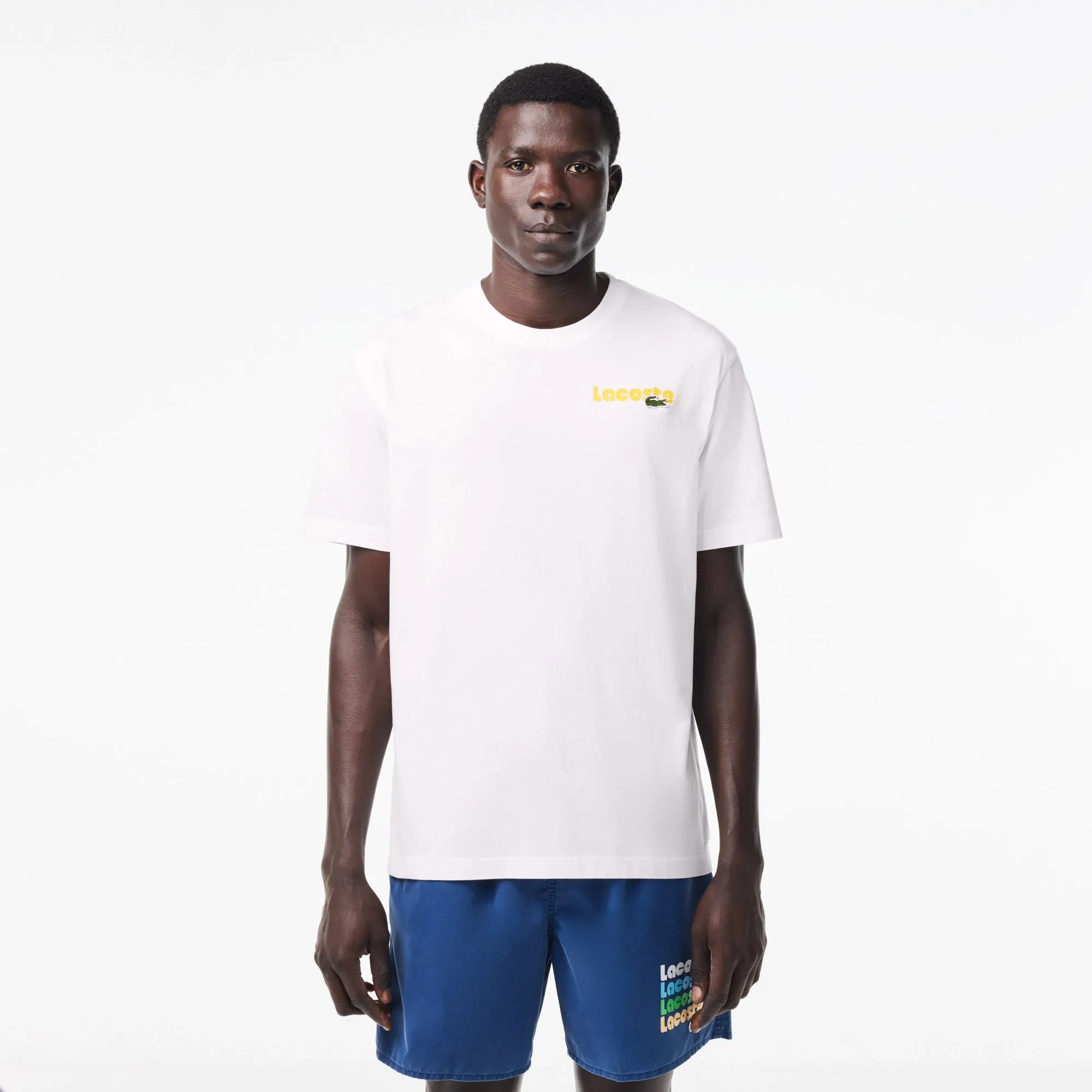 LACOSTE Men's Washed Effect T-shirt- White