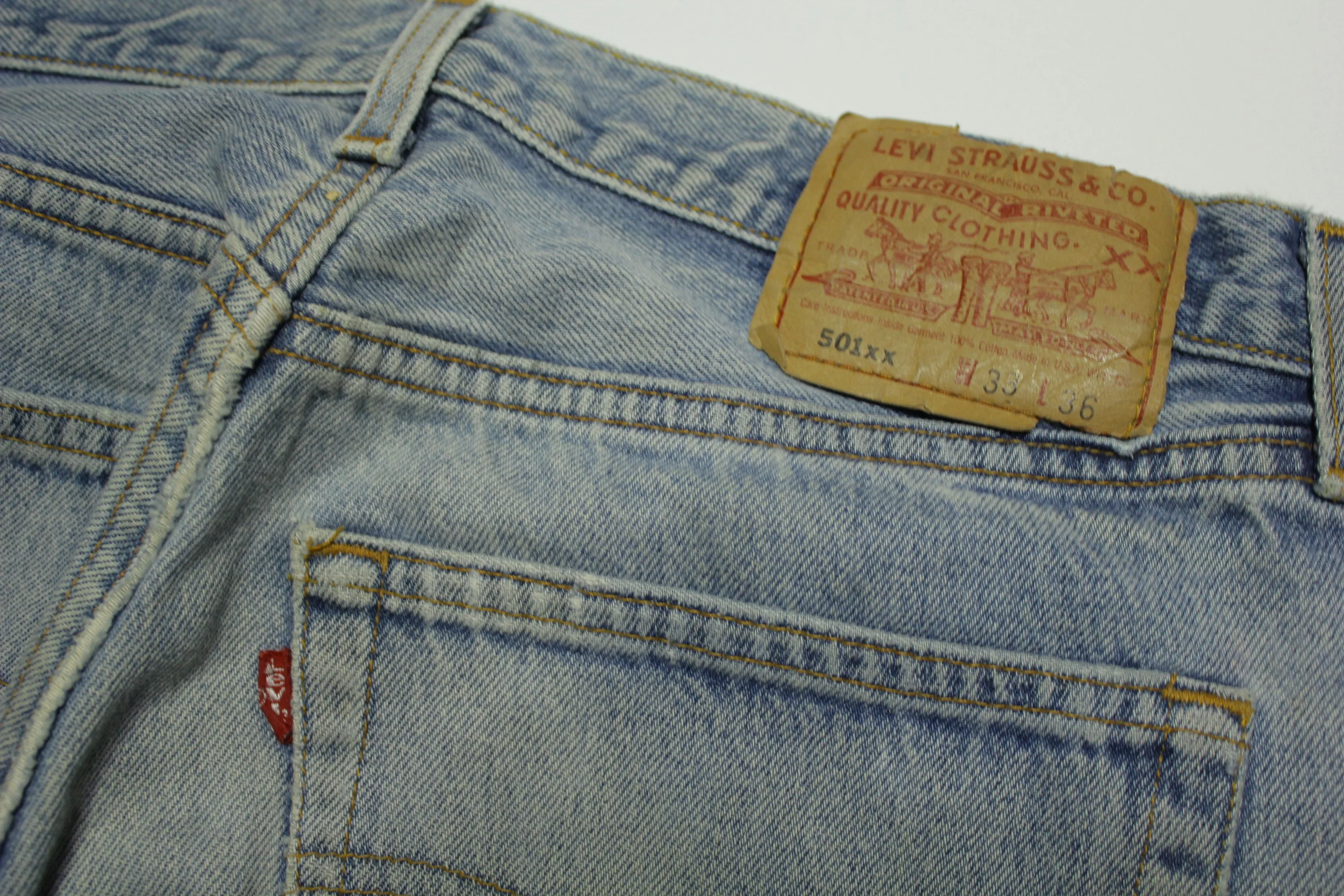 Levis 501xx Red Tab Vintage 90's Made in USA Button Fly Denim Grunge Rocker Jeans