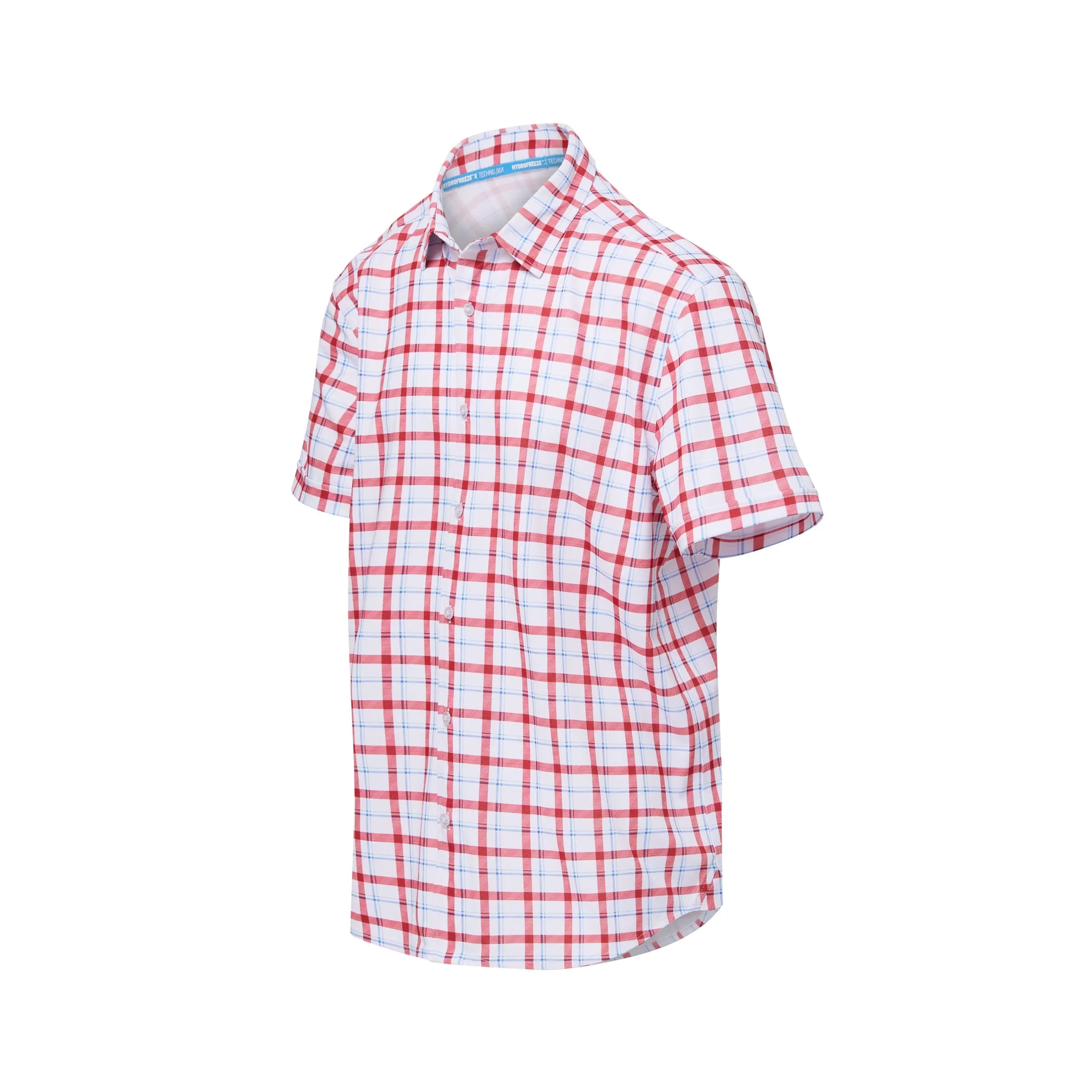 MagnaReady x Arctic Cooling Magnetic Front Polo Short Sleeves in Red Plaid