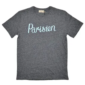 Maison Kitsuné - Parisien Printed T-shirt - Dark Grey Melange / Blue