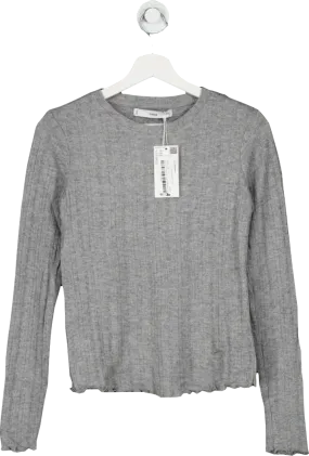 MANGO Grey Super soft  Long-sleeved Knitted T-shirt BNWT UK L