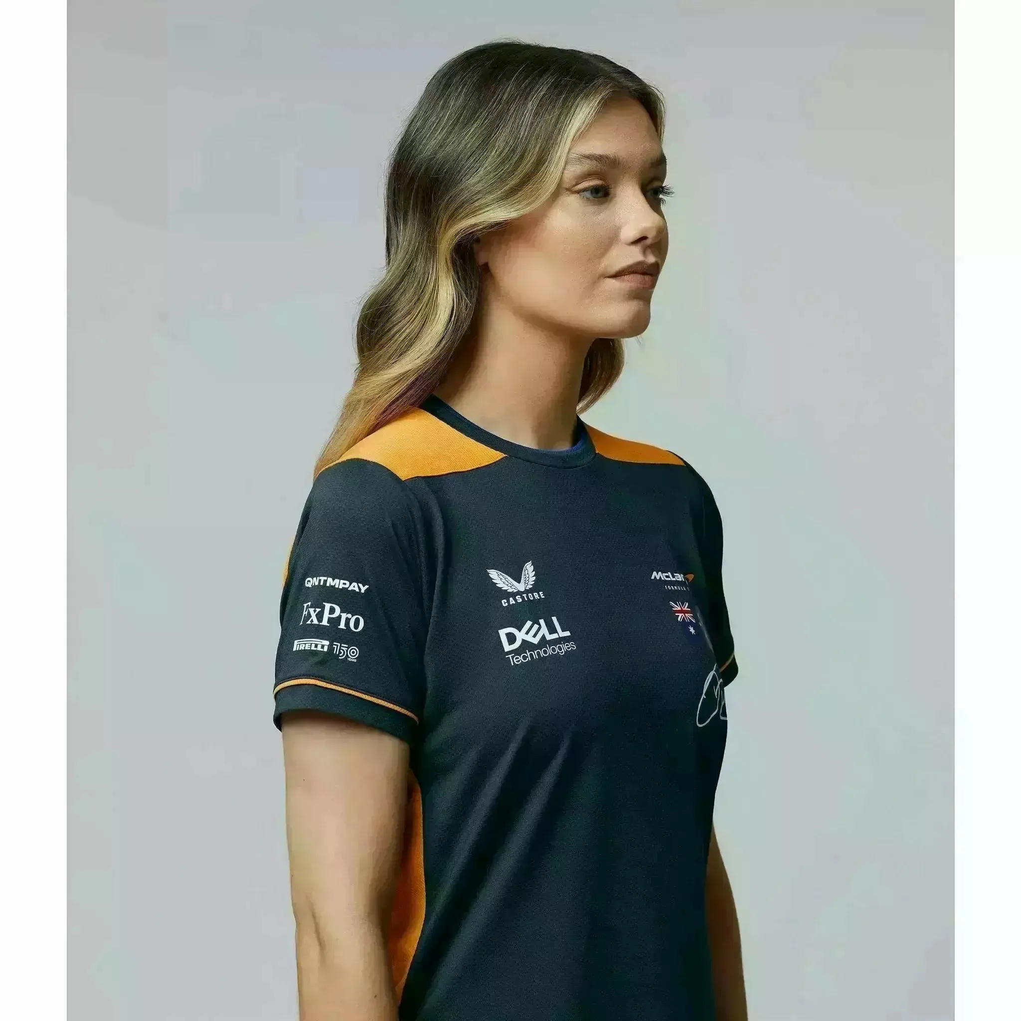 McLaren F1 Women's Daniel Ricciardo Team Replica Set Up T-Shirt- Papaya/Phantom