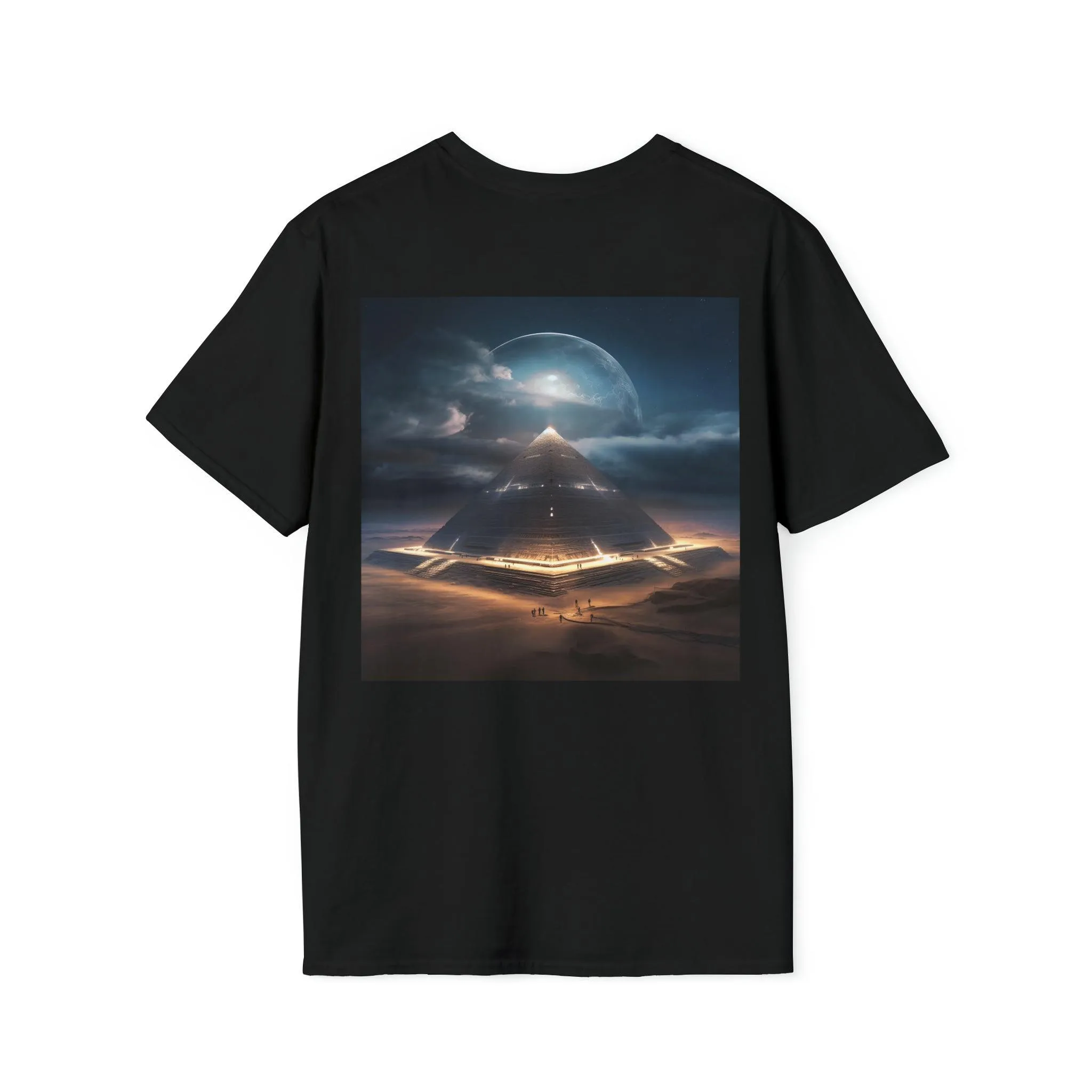 Meta Zen's Journey to the Eclipse at The Egyptian Pyramids - Visionary Psychedelic Ai Art Men's and Women's Unisex Soft Style T-Shirt for Festival and Street Wear