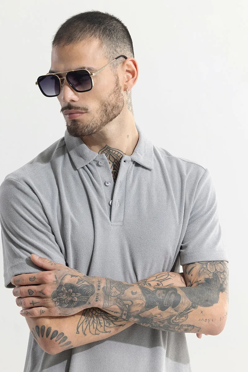 Micro Terry Grey Polo T-Shirt