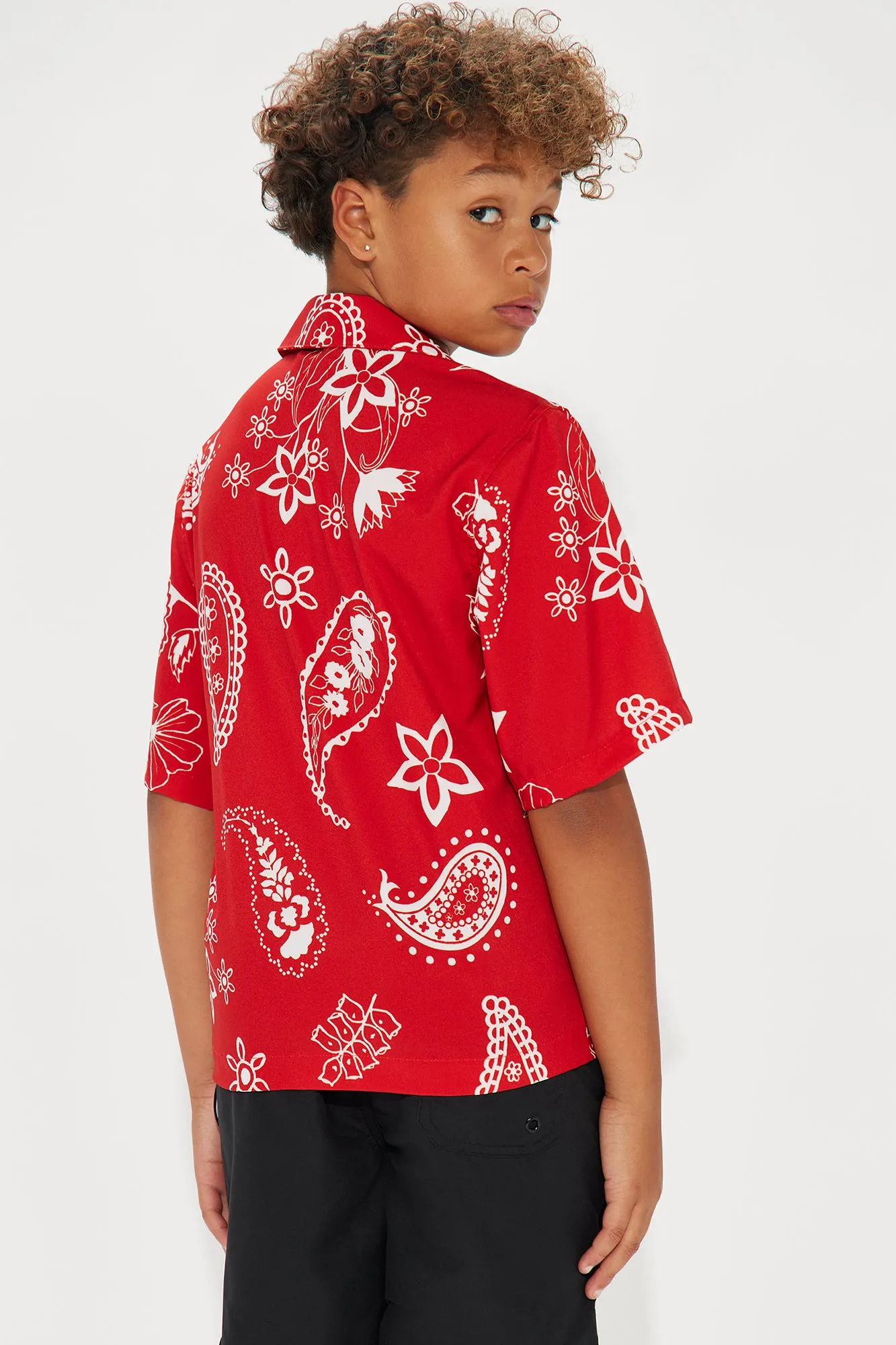 Mini Gary Paisley Shirt - Red